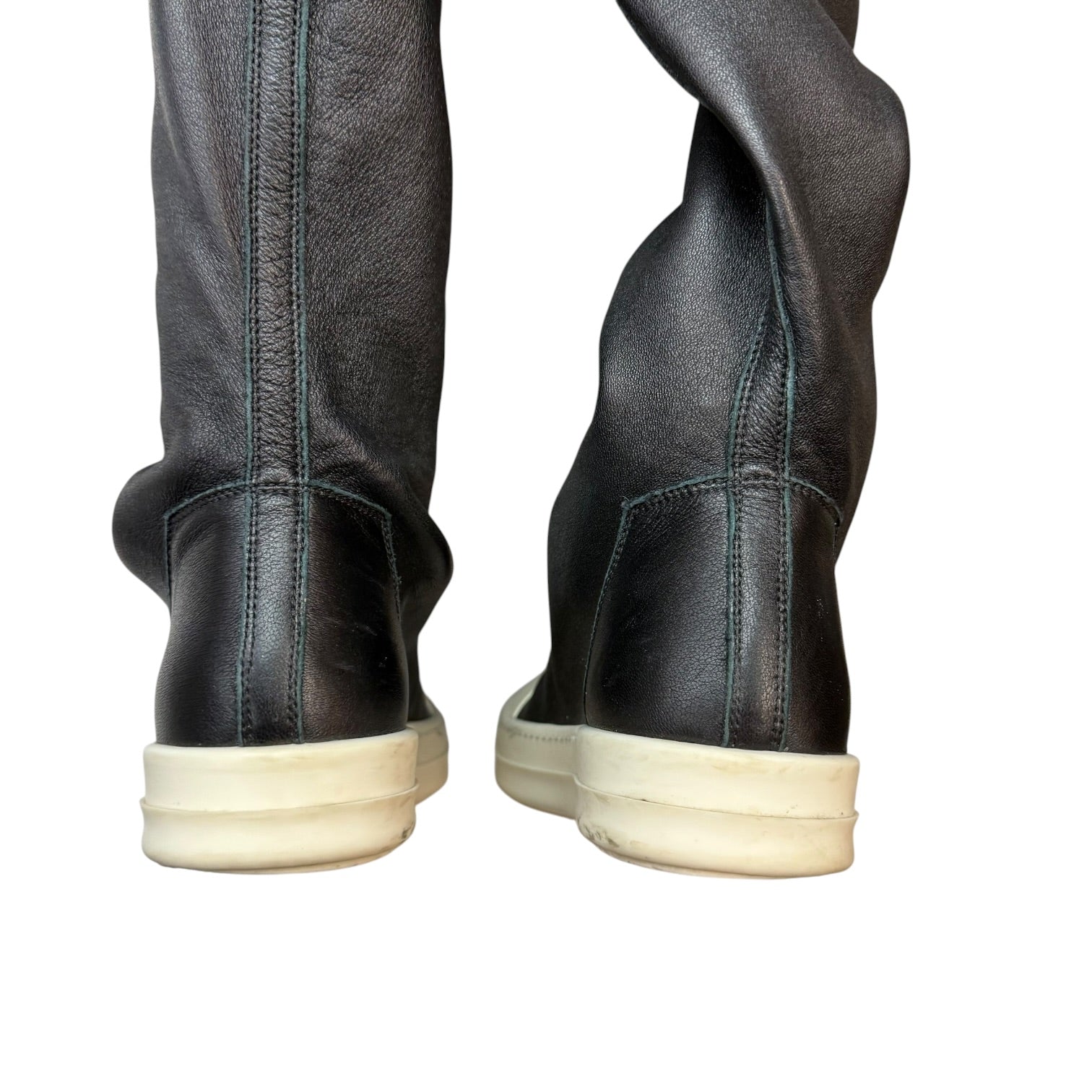 (W) Rick Owens Thigh High Oblique Sneaker Black/Milk