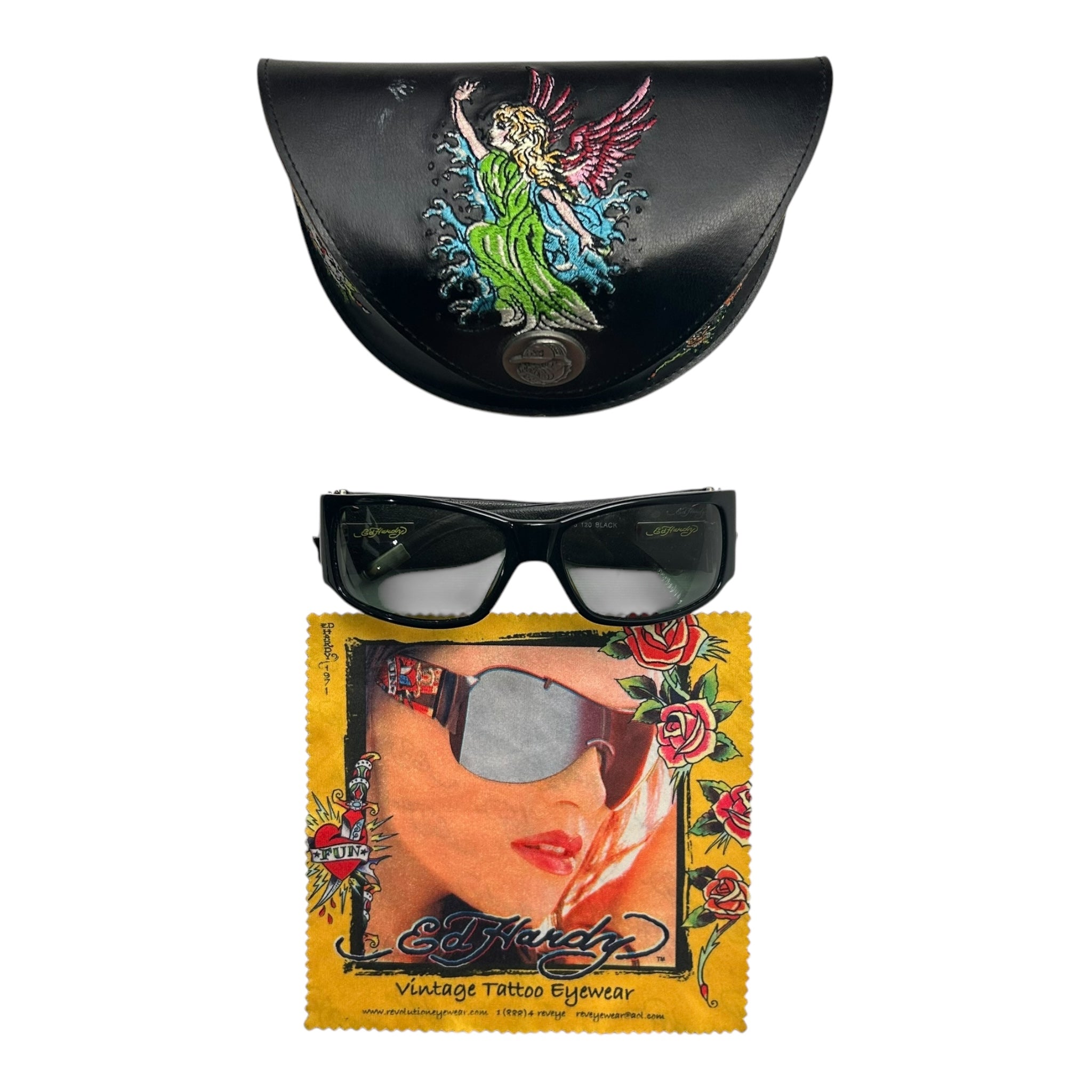 Vintage Y2K Ed Hardy Rhinestone Devil Sunglasses