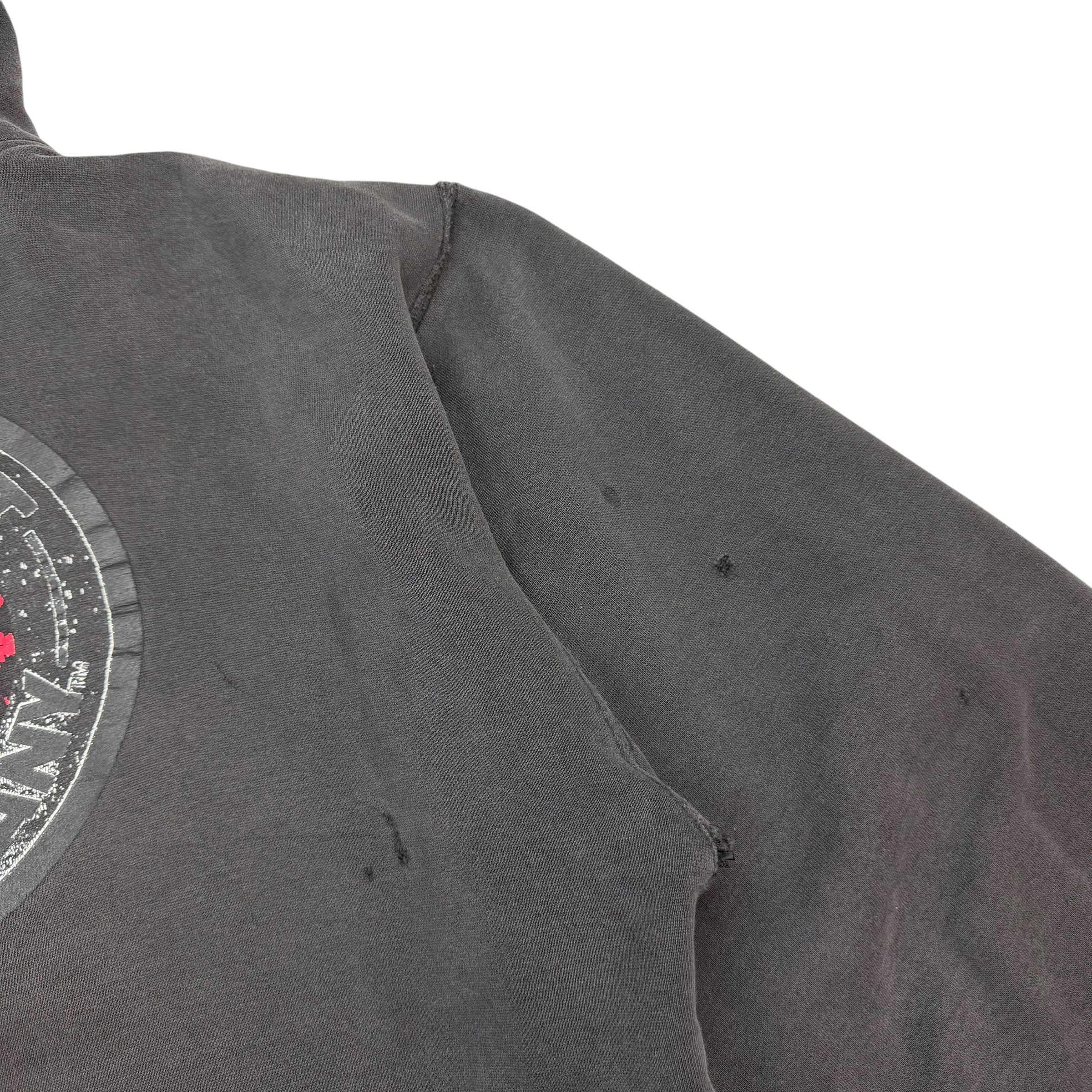 Vintage Independent Thermal Lined Zip Up Hoodie Faded Black