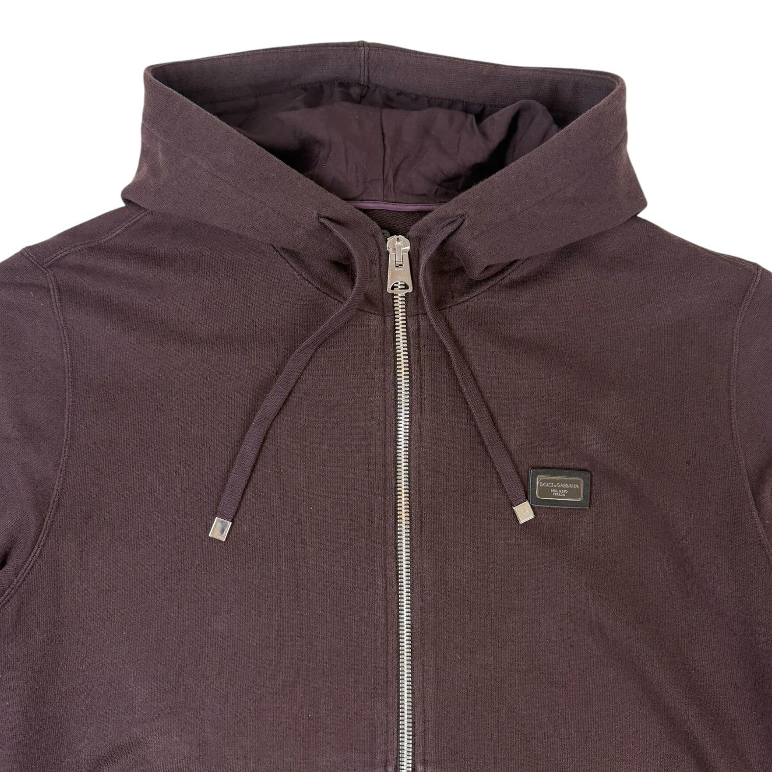 Dolce & Gabbana Zip-Up Cotton Jersey Hoodie Plum