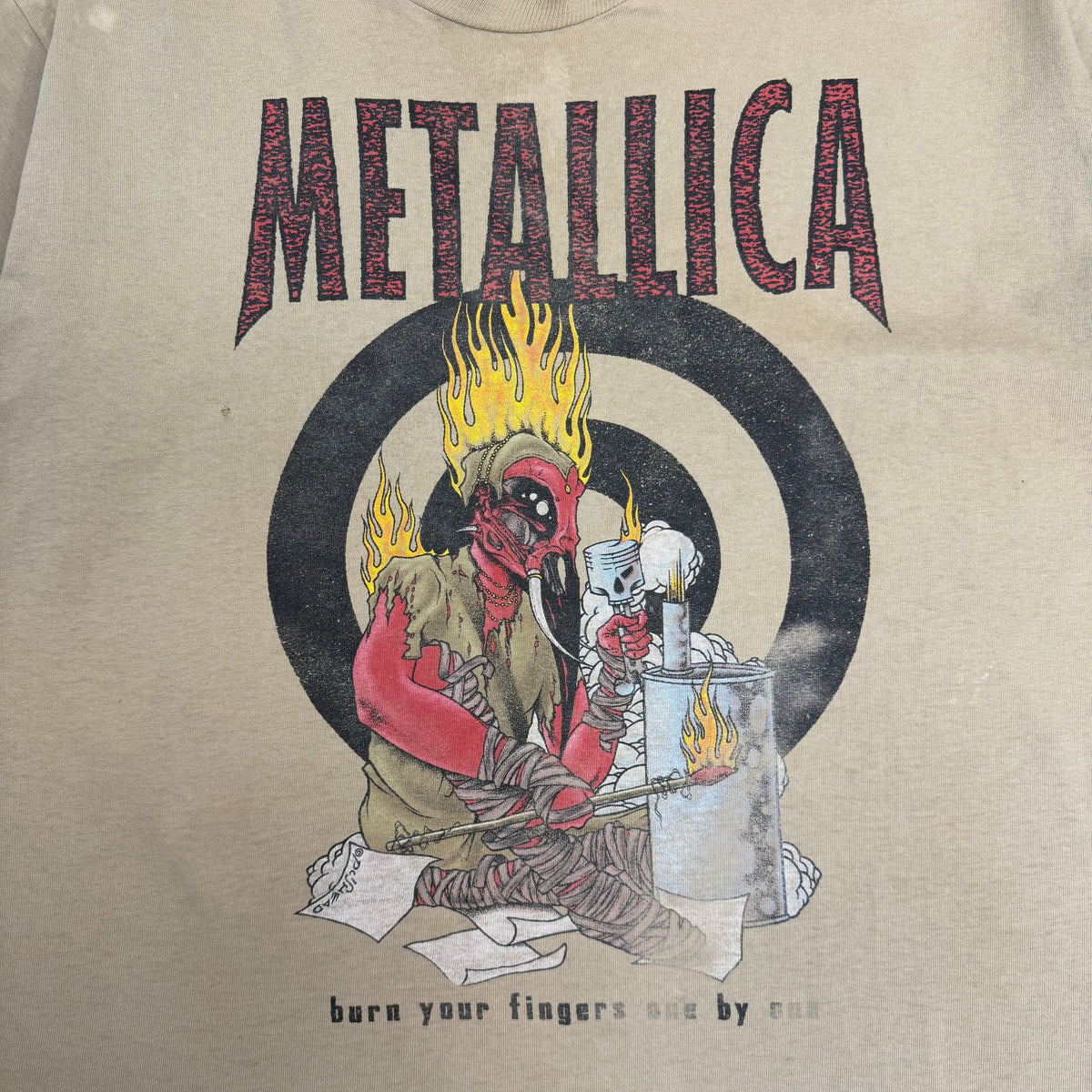 Vintage 90s Metallic Burn Your Fingers One By One Tee Tan