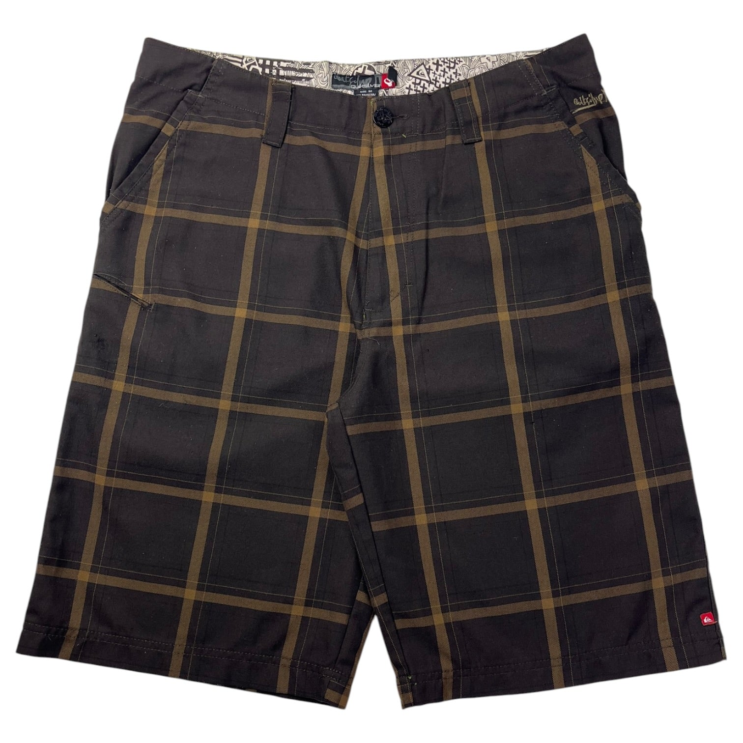 Y2K Quiksilver Tartan Spellout Shorts Brown