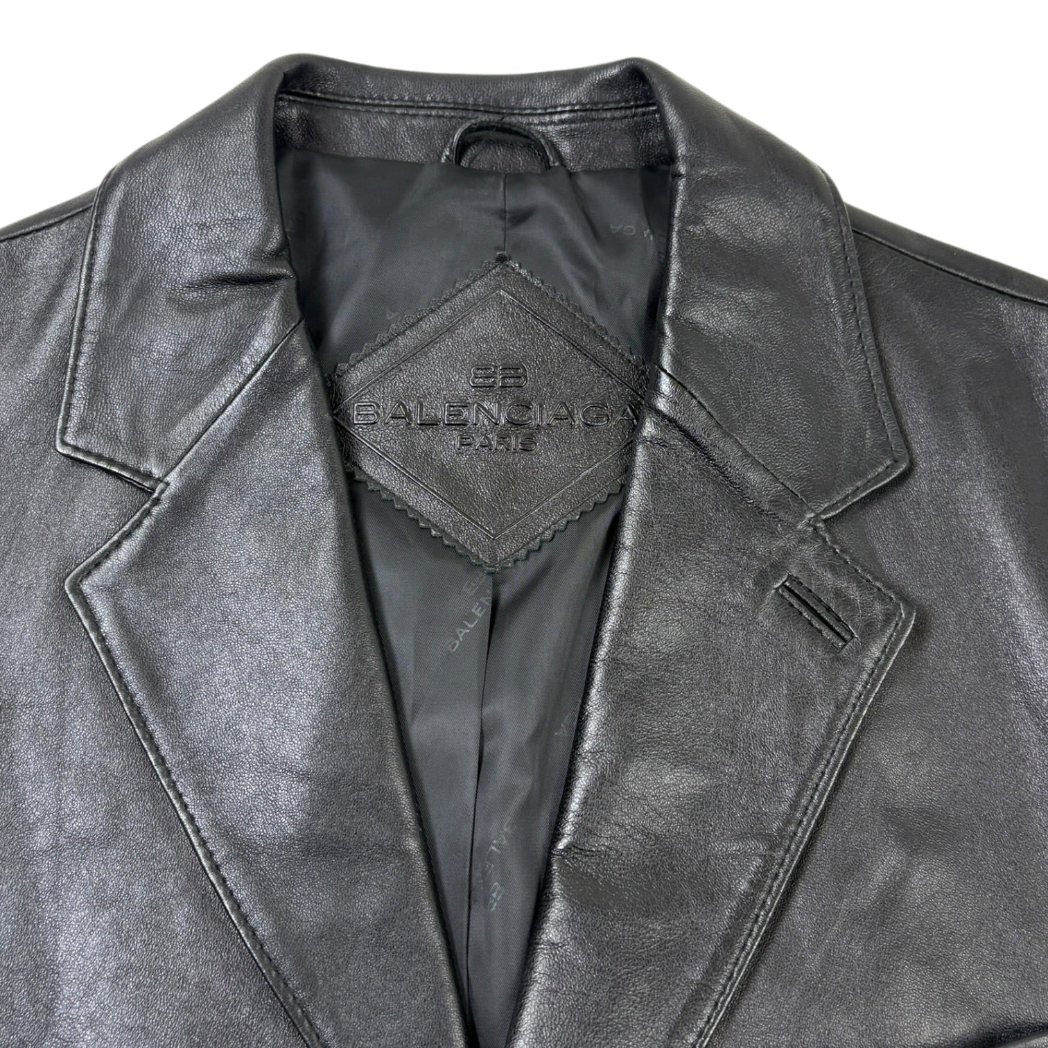 (W) Vintage 1997 Balenciaga Leather Blazer Black