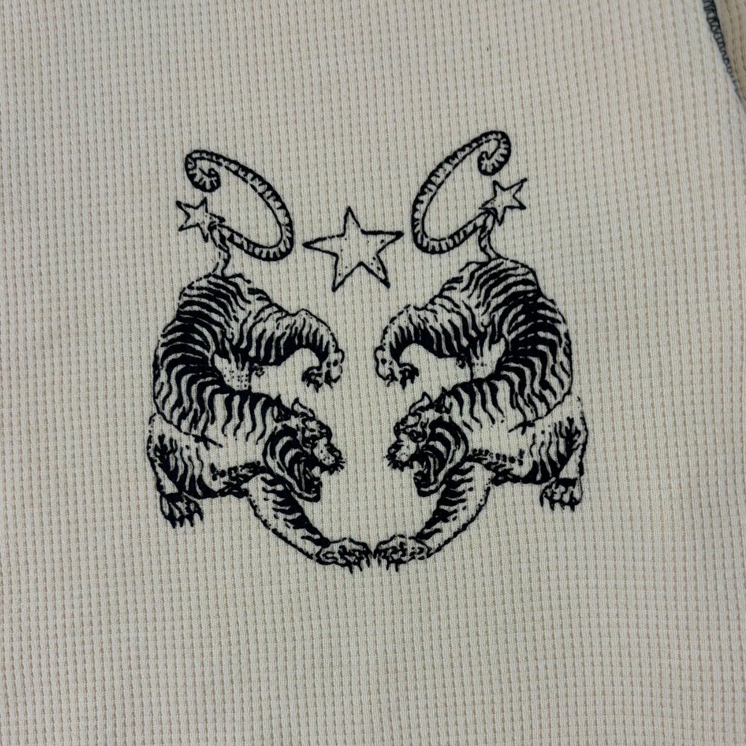 Corteiz Tiger Contrast Waffle Long Sleeve Thermal Cream