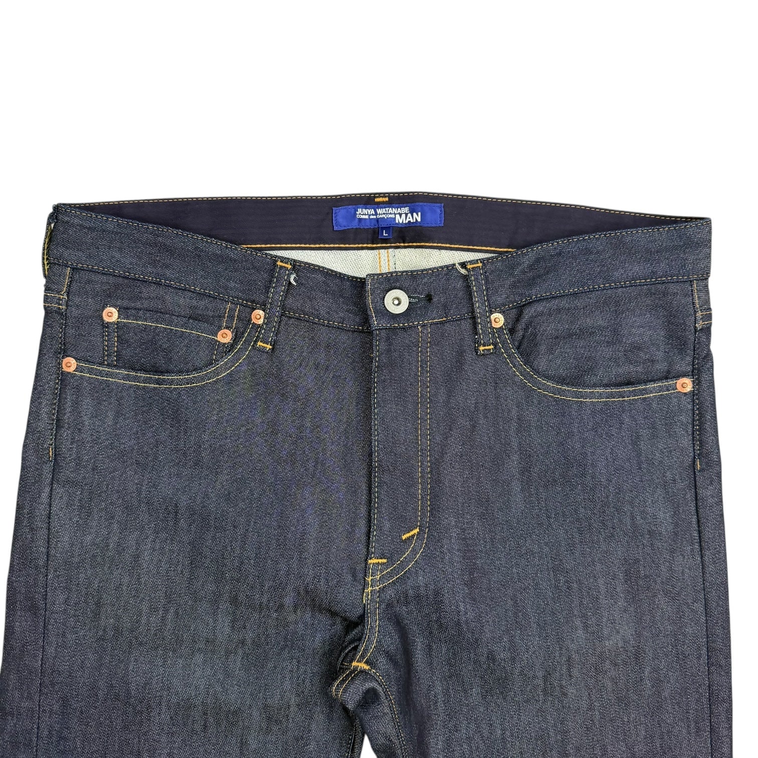 Junya Watanabe MAN Reflective Tape Denim Pants Dark Wash