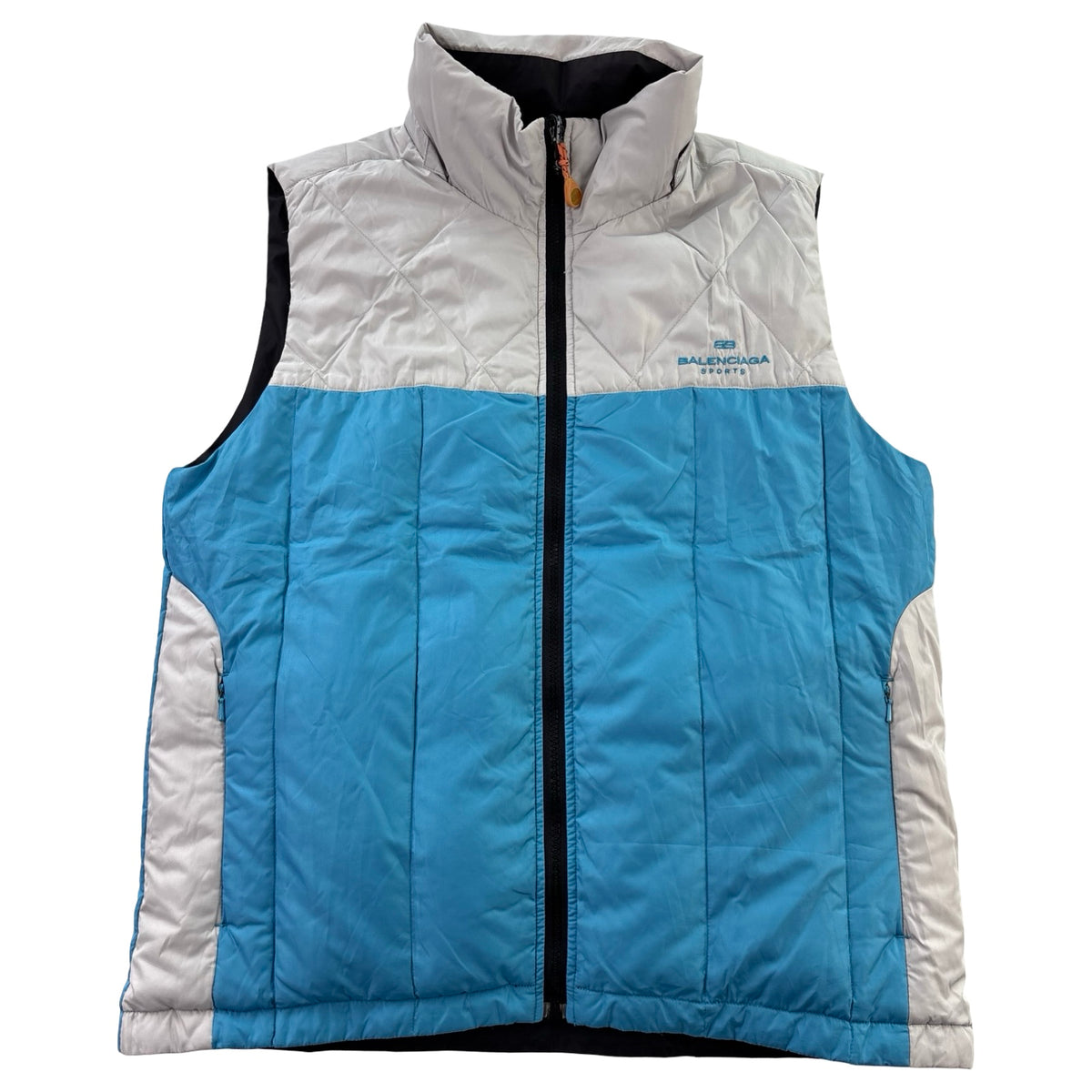 Vintage Balenciaga Sports Down Reversible Vest Baby Blue/Black