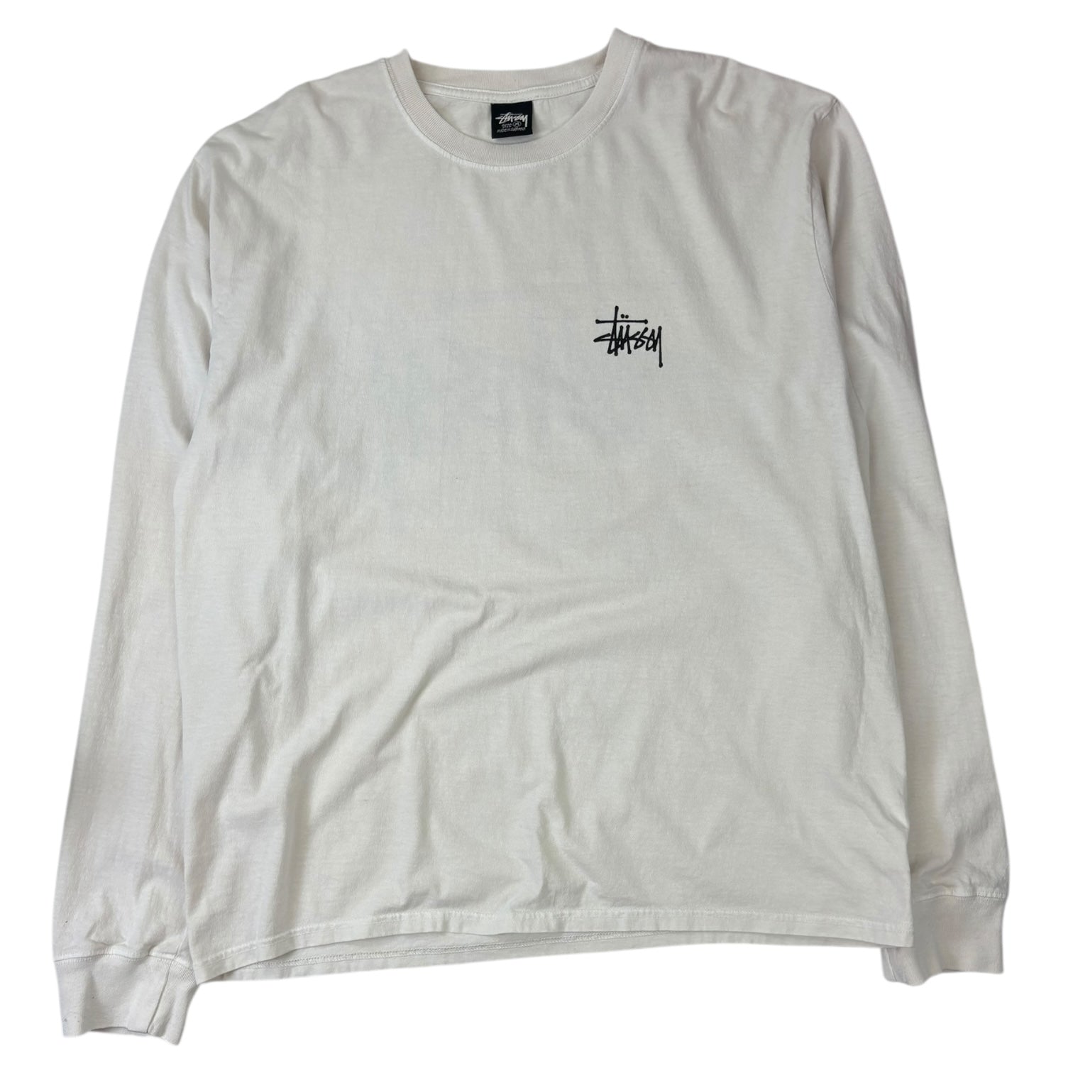 Stussy Stock Logo Long Sleeve White