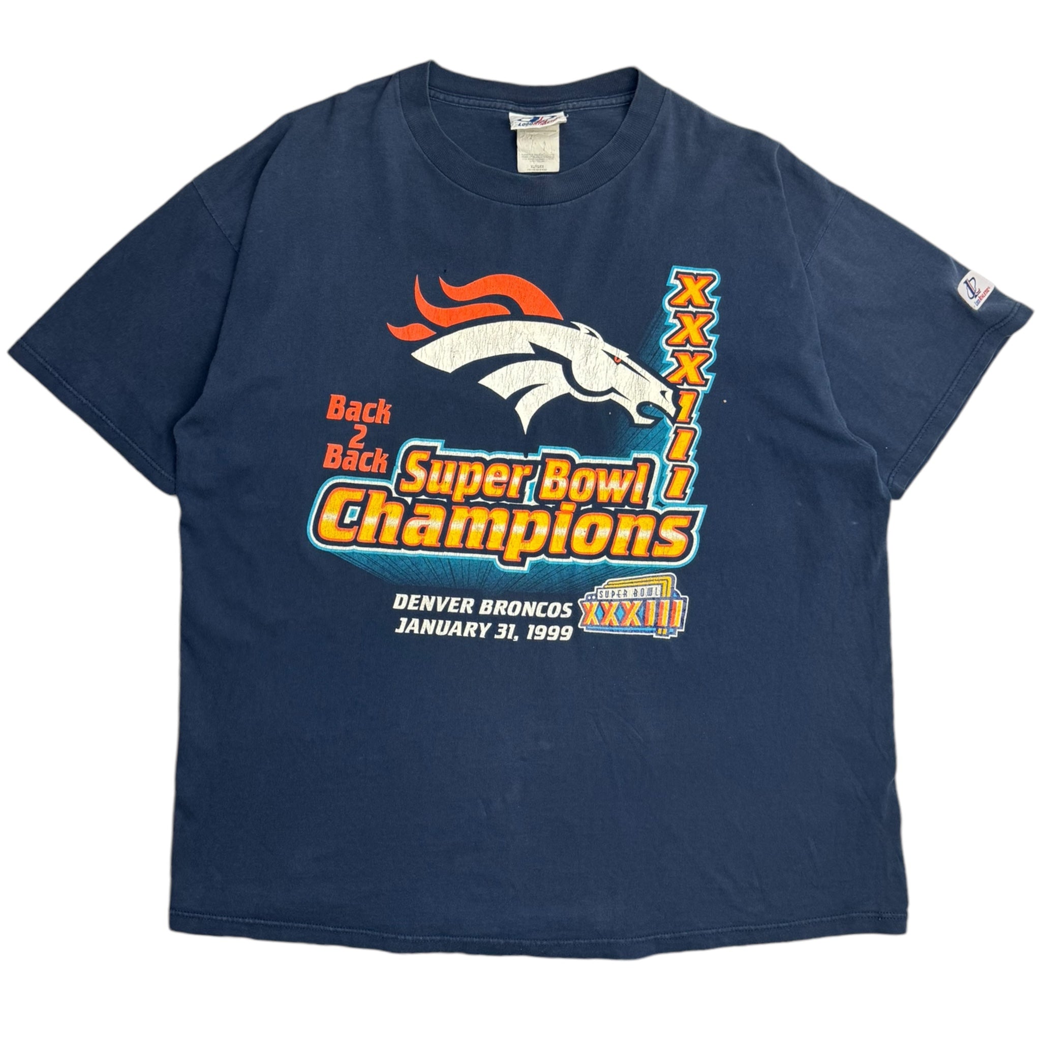 1999 Denver Broncos Back 2 Back Super Bowl Champions NFL T-Shirt