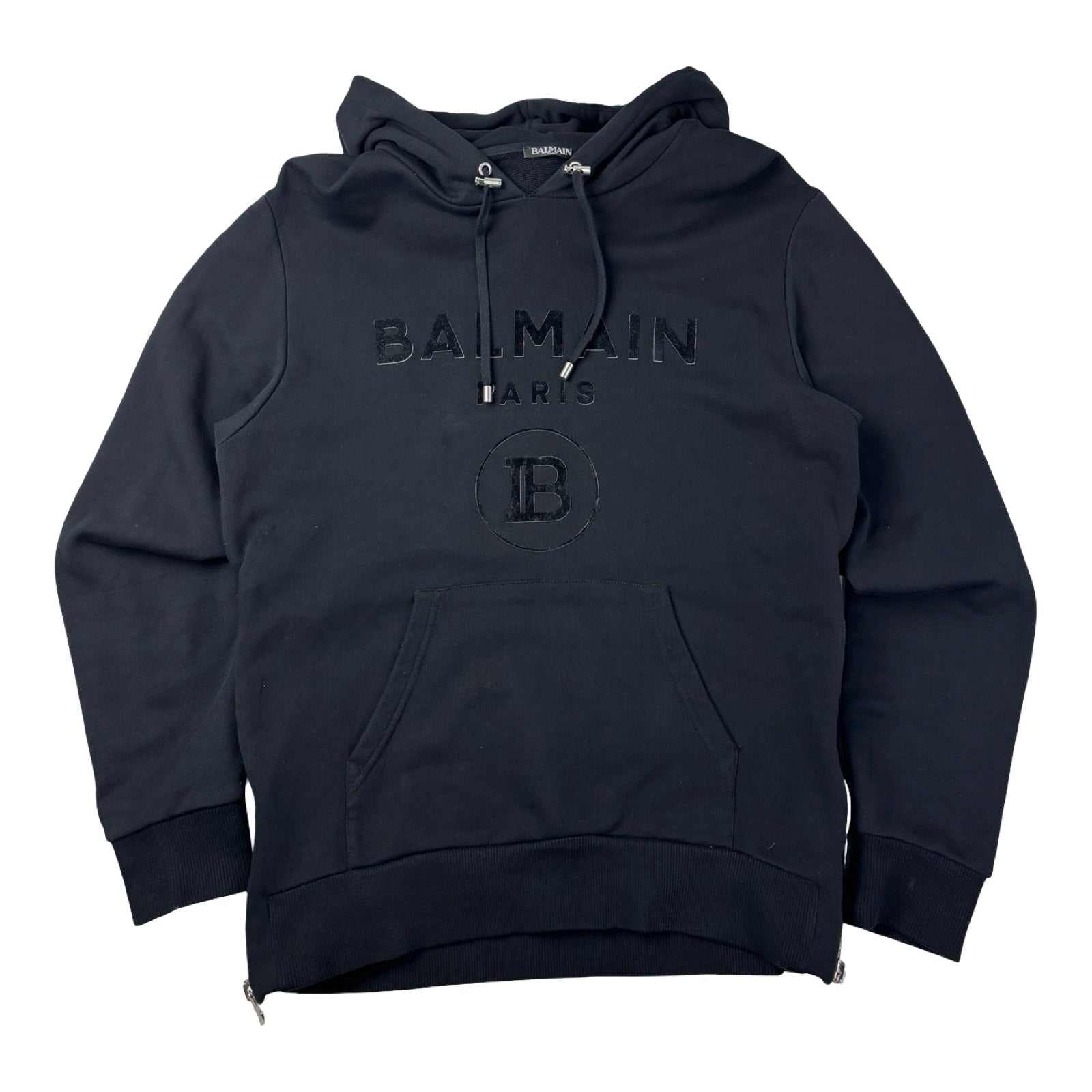 Balmain Paris Velvet Logo Side Zip Hoodie