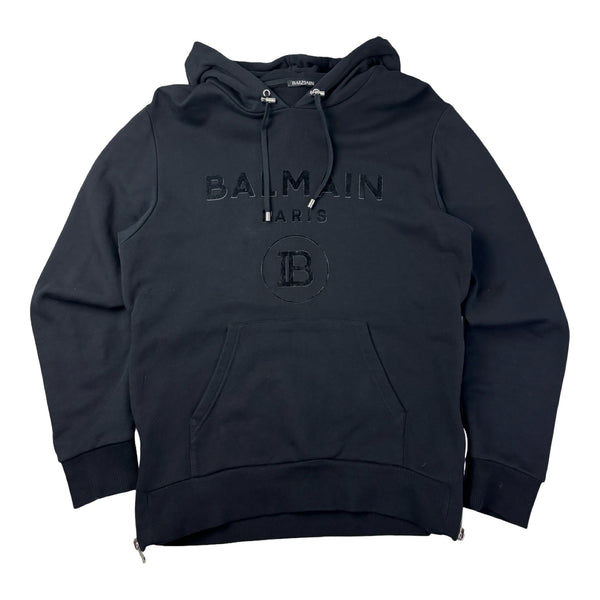 Balmain Paris Velvet Logo Side Zip Hoodie