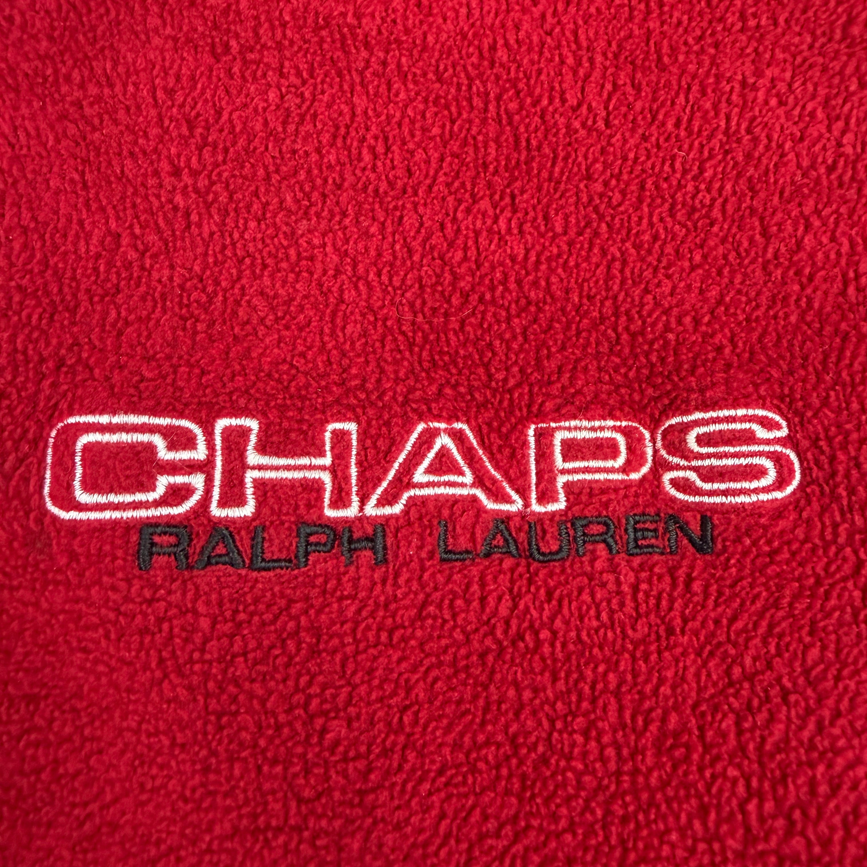 Vintage Chaps Ralph Lauren Fleece Zip Up Sweater Red