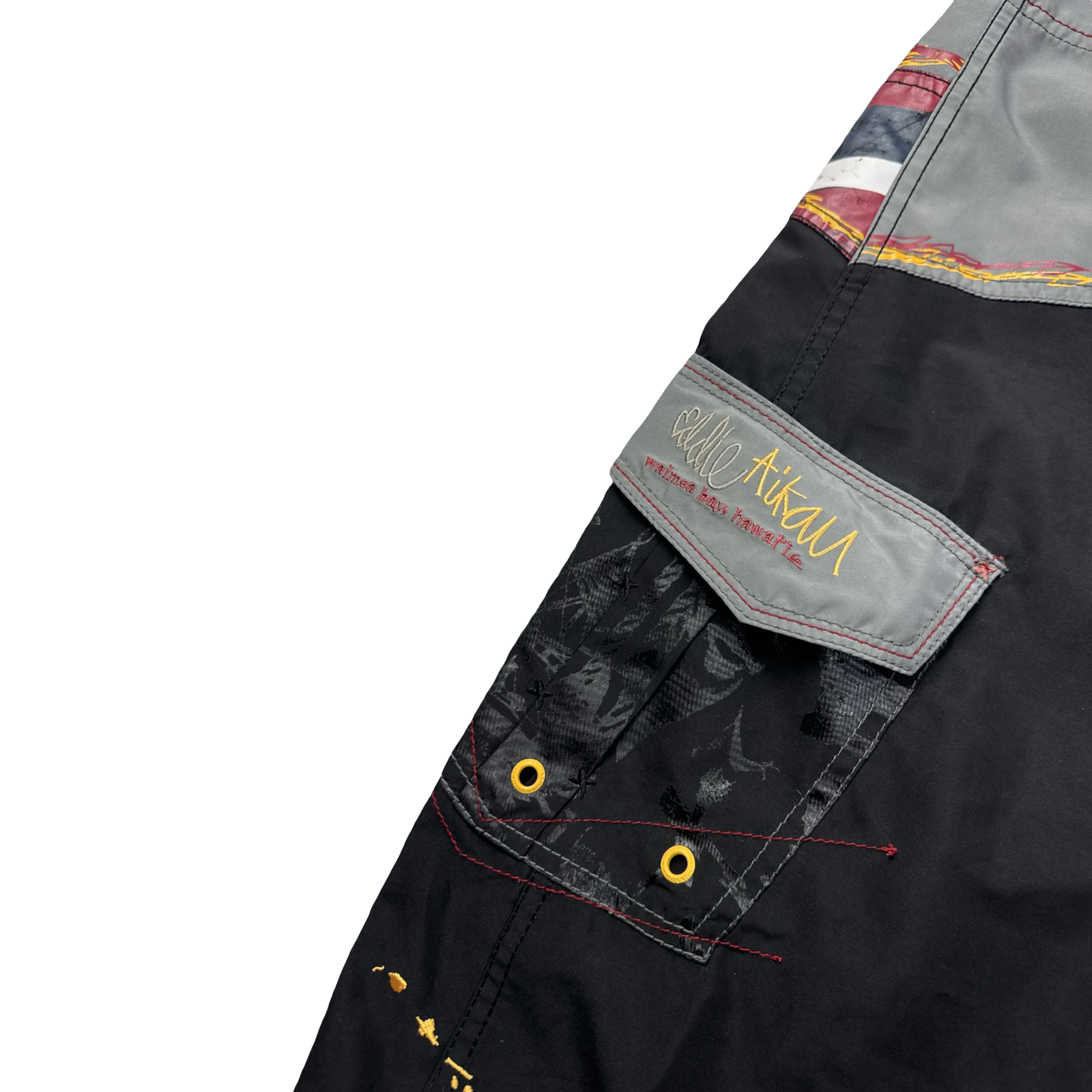 Y2K Quiksilver ‘Eddie Aiken’ Surf Board Shorts Black/Yellow
