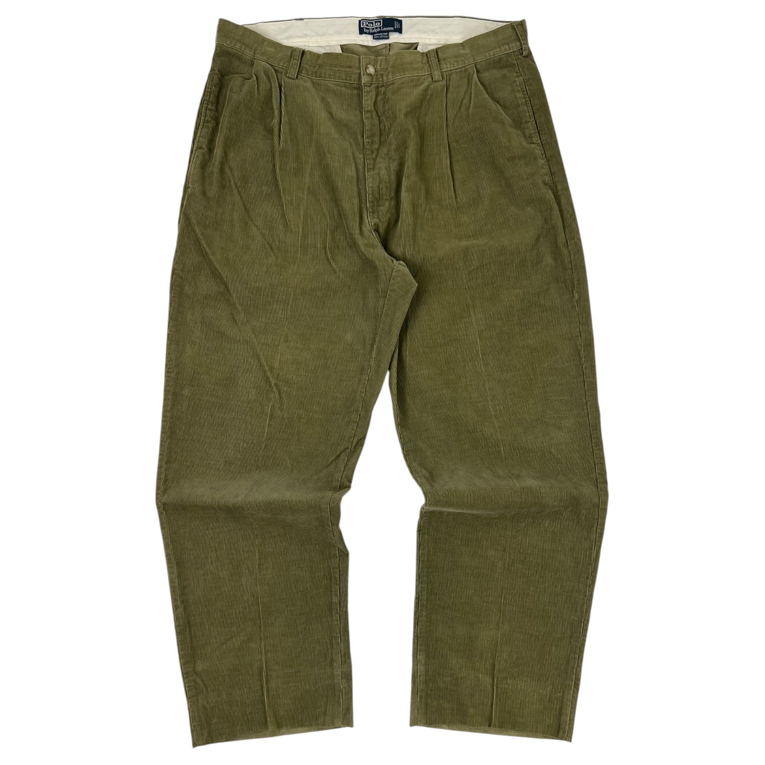 Vintage Polo Ralph Lauren Pleated Olive Green Corduroy Pants