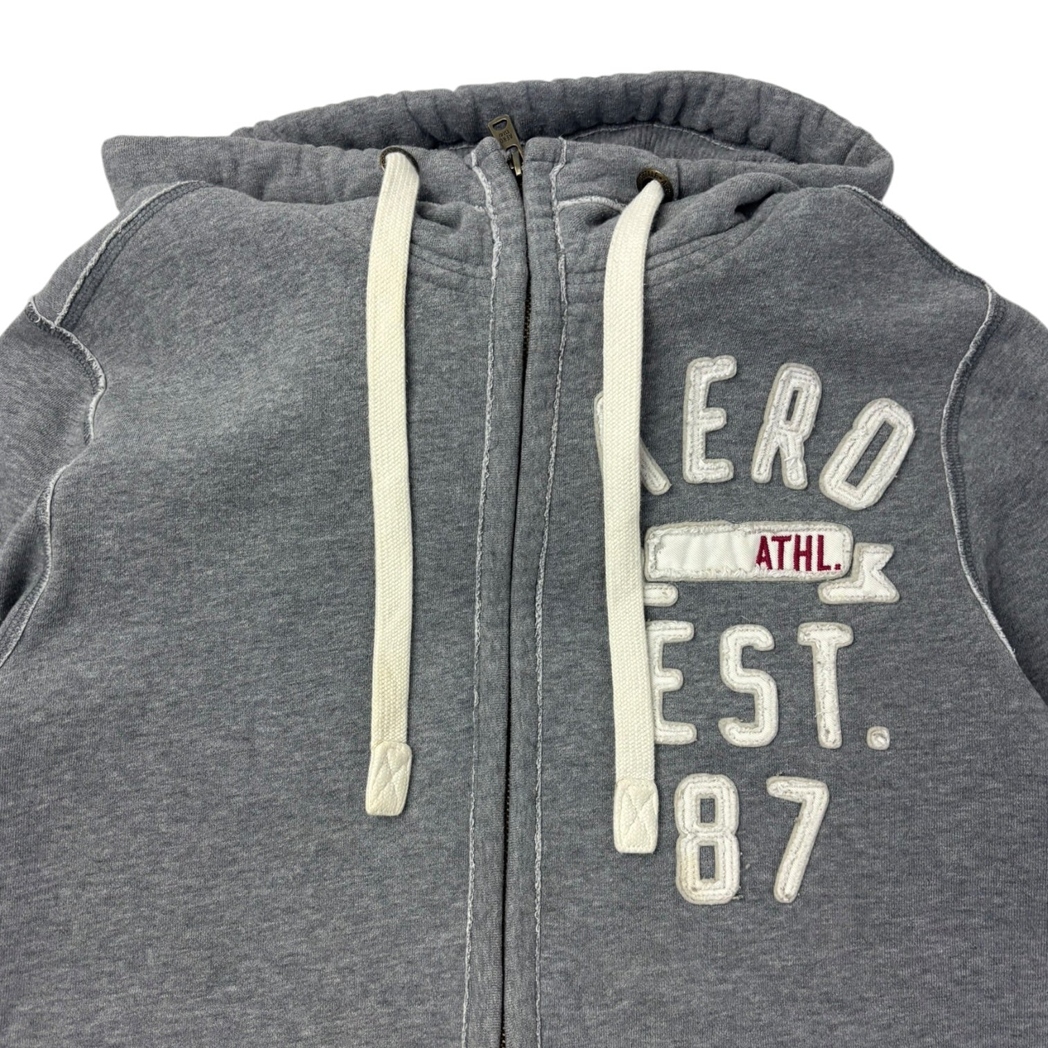 Y2K Aeropostale NY Empire League Full-Zip Hoodie Grey