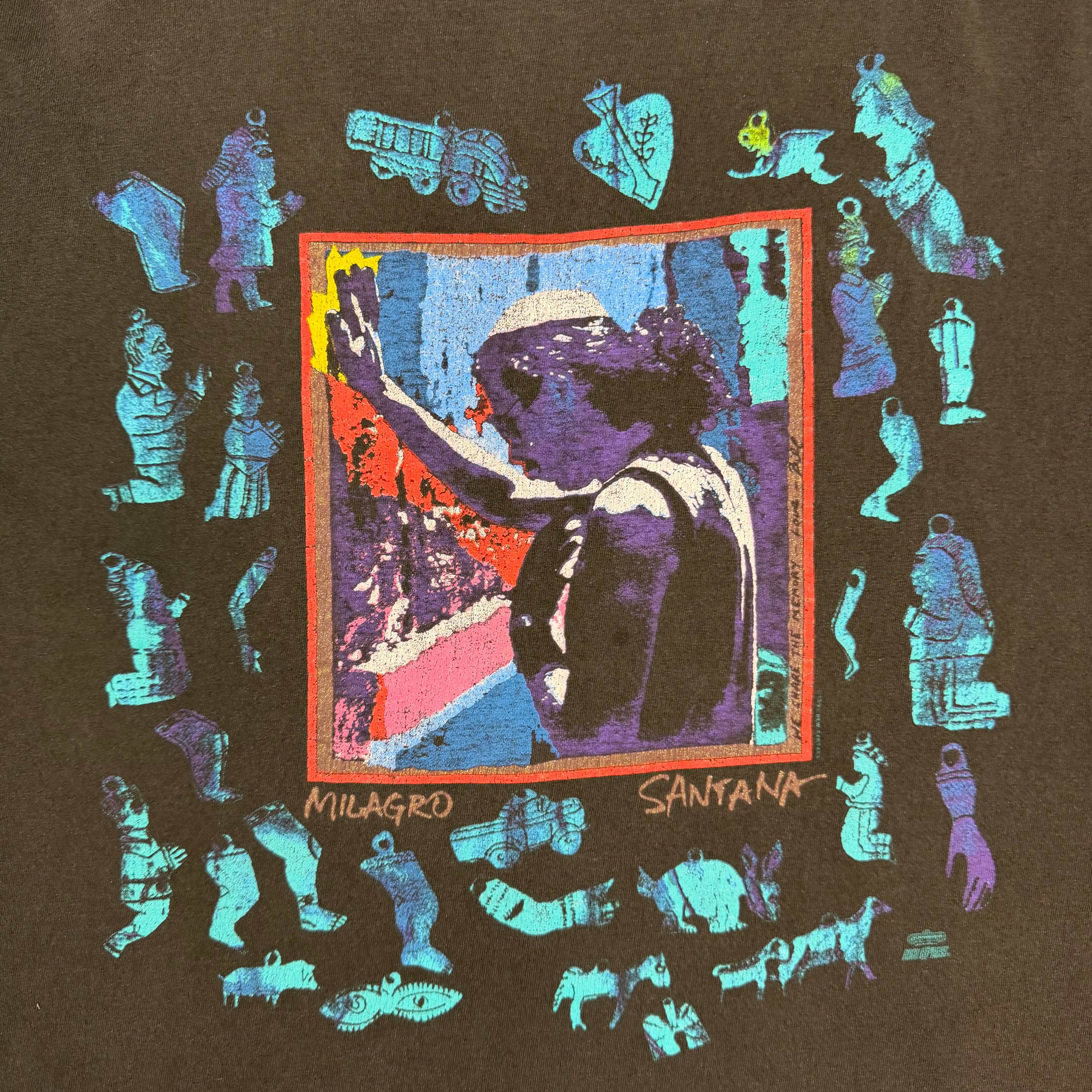 1992 Carlos Santana Milagro Tour Tee Black
