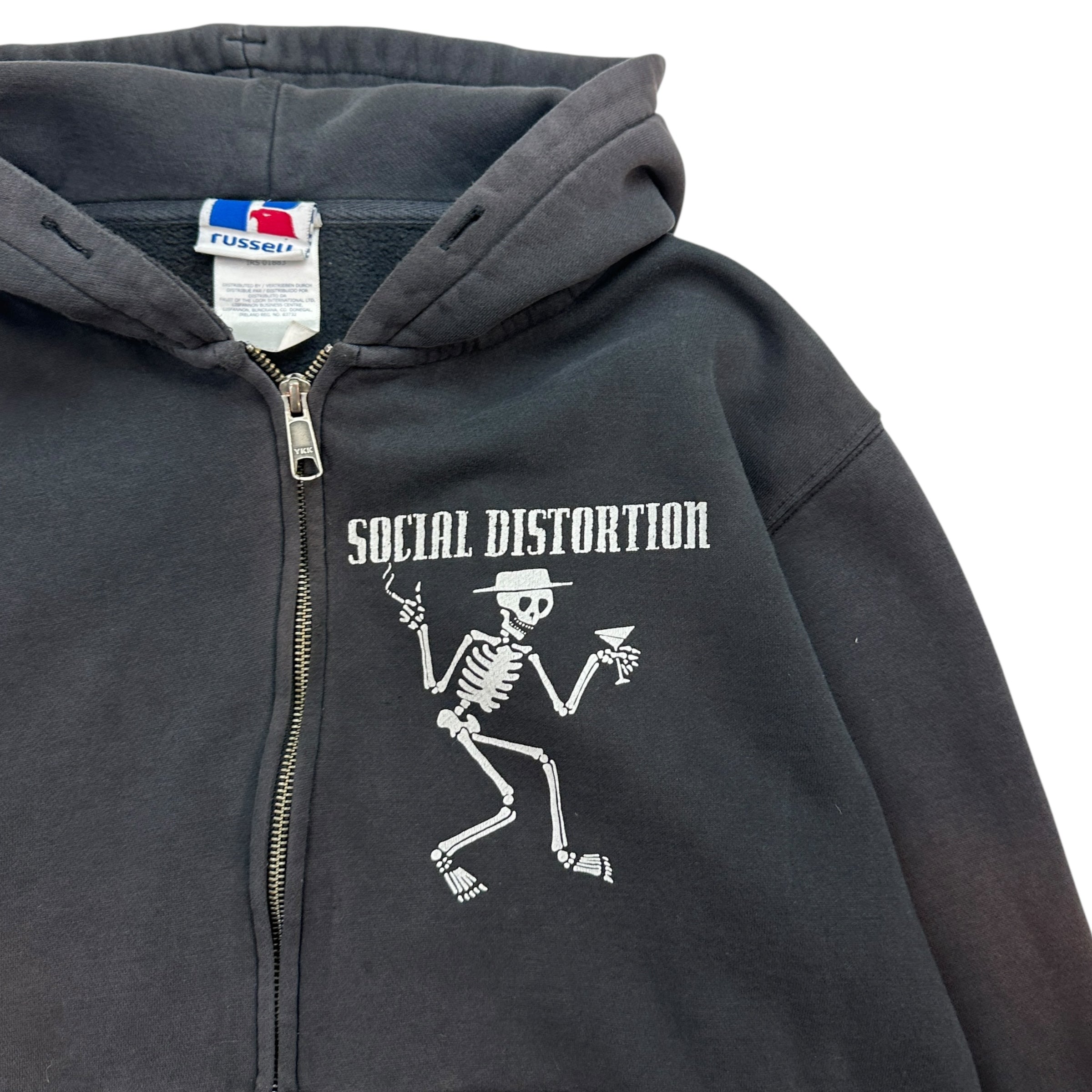 Vintage Social Distortion Zip-up Hoodie Black
