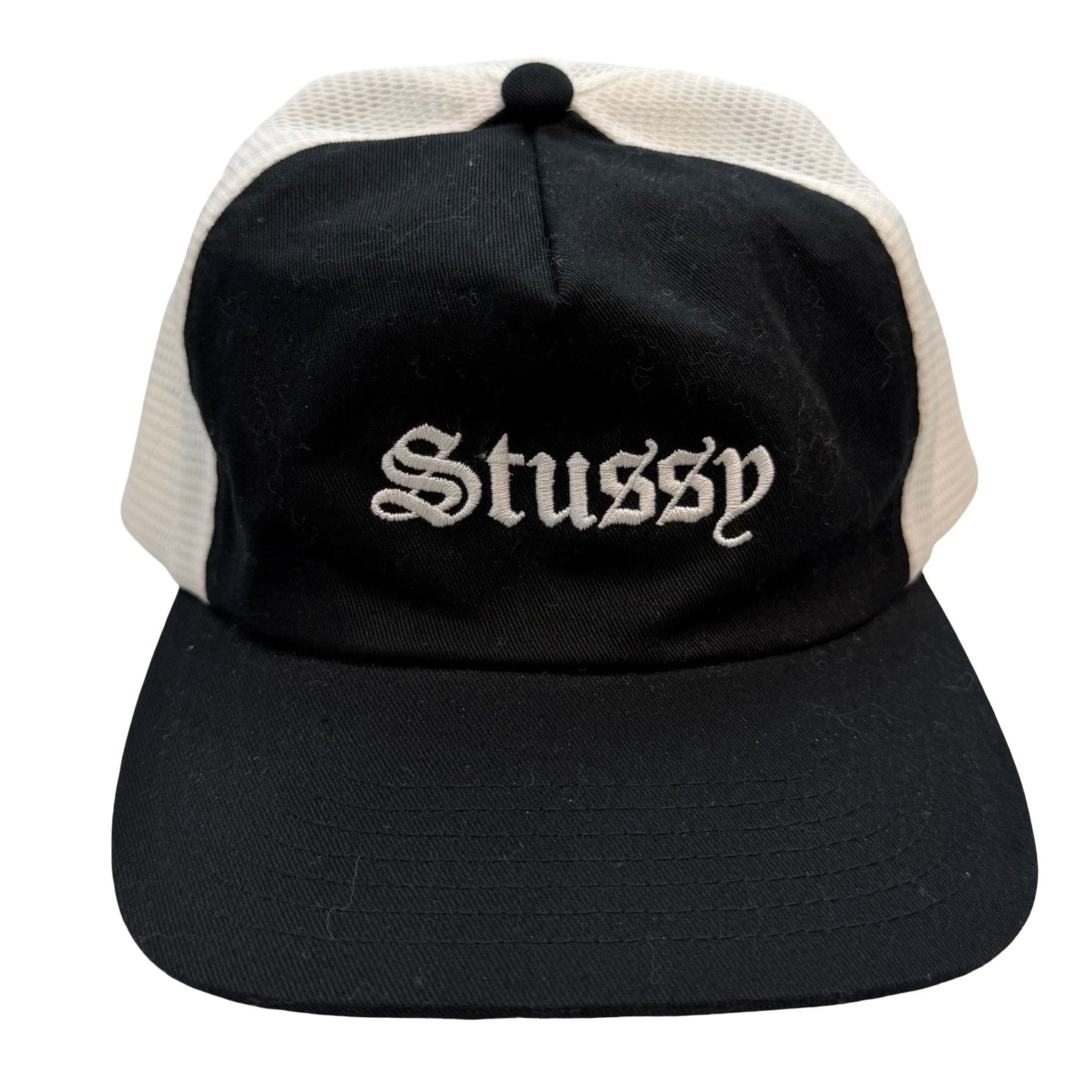 Stussy Old English Script Trucker Hat Black/White