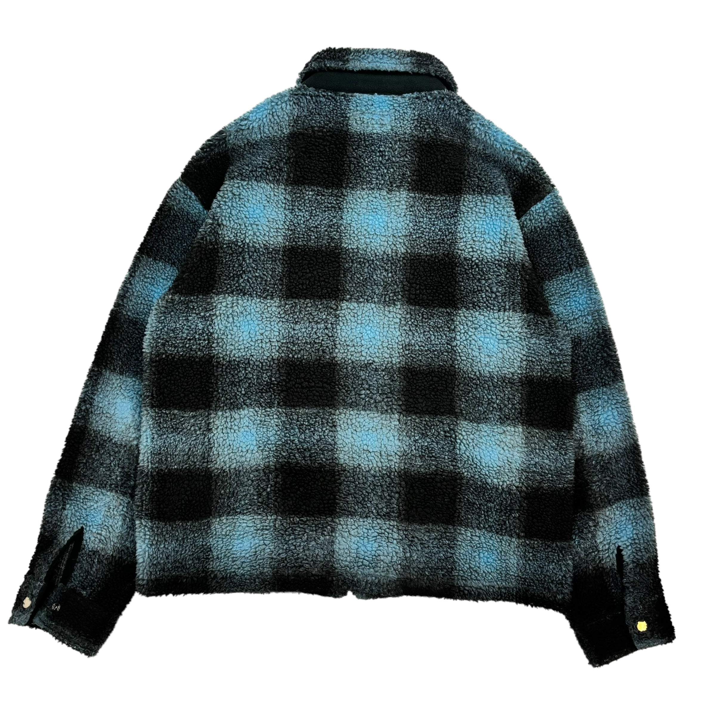 Stussy Shadow Plaid Sherpa Zip Shirt Blue