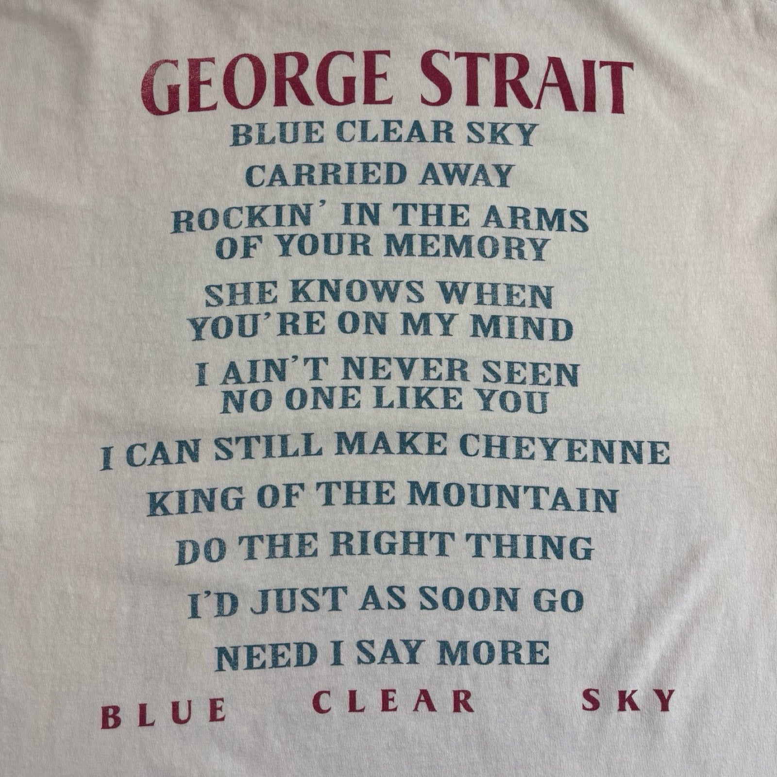 1990s George Strait “Blue Clear Sky” T-Shirt White
