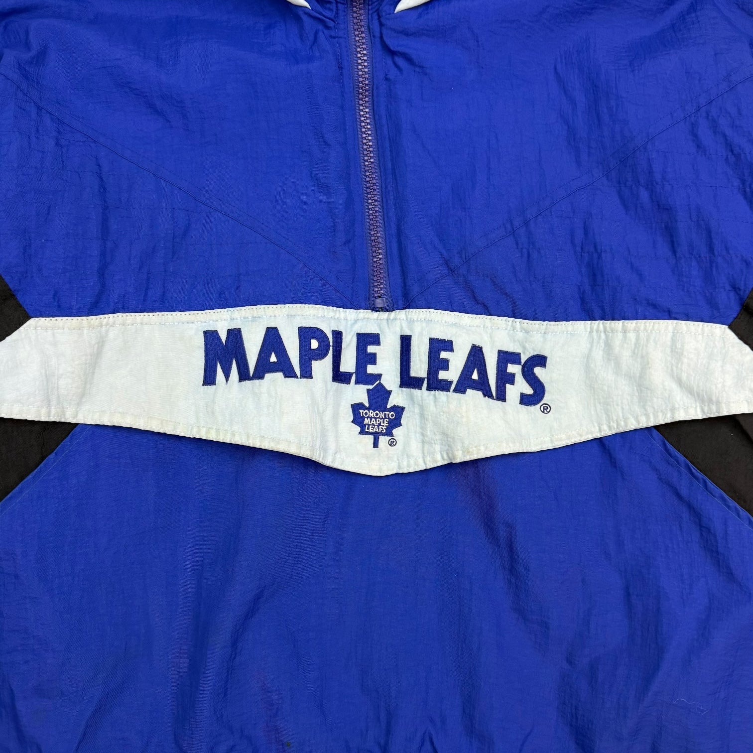 Vintage Looney Tunes Toronto Maple Leafs Tazmanian Devil Anorak Jacket Blue/Black