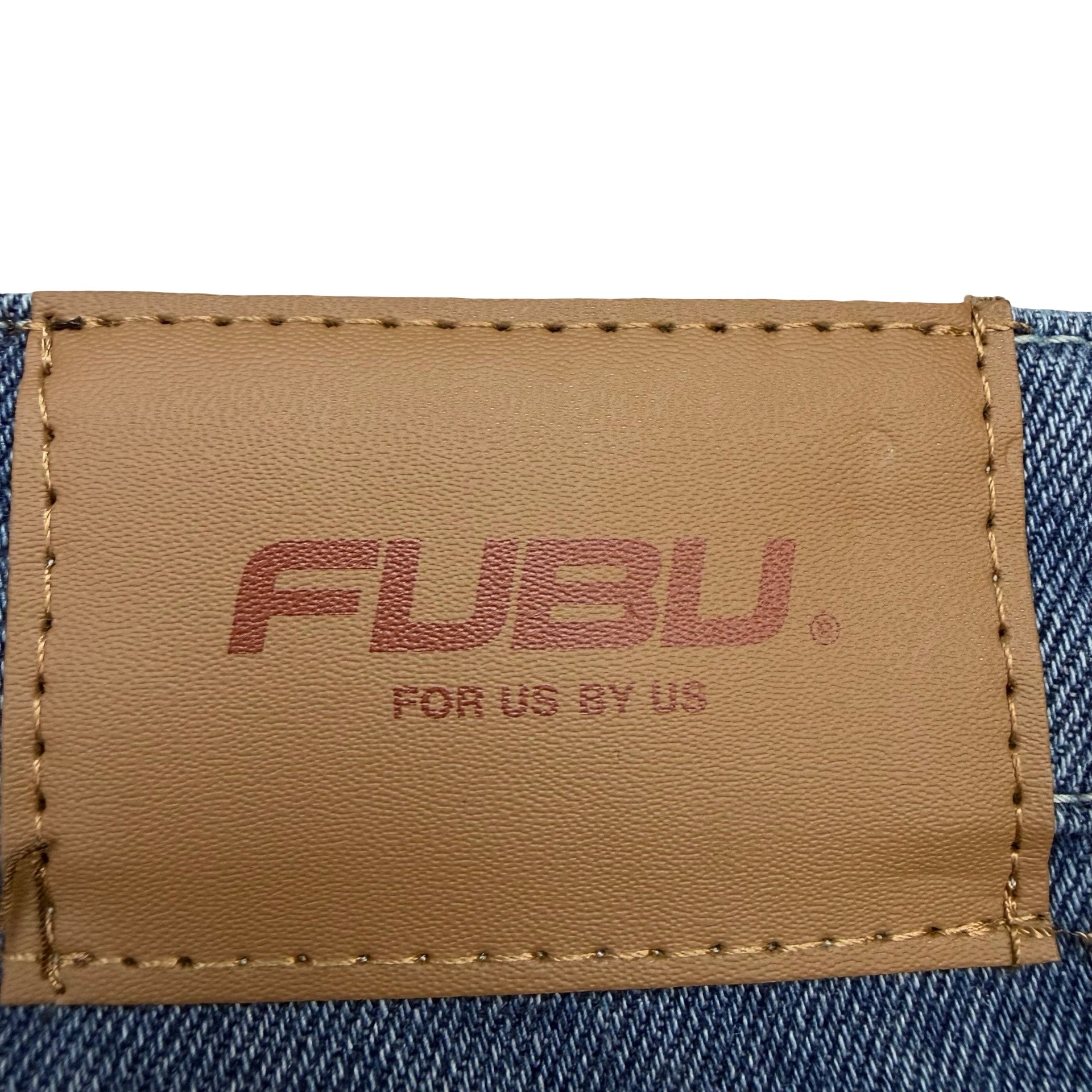 Vintage Fubu Embroidered Denim Shorts Blue