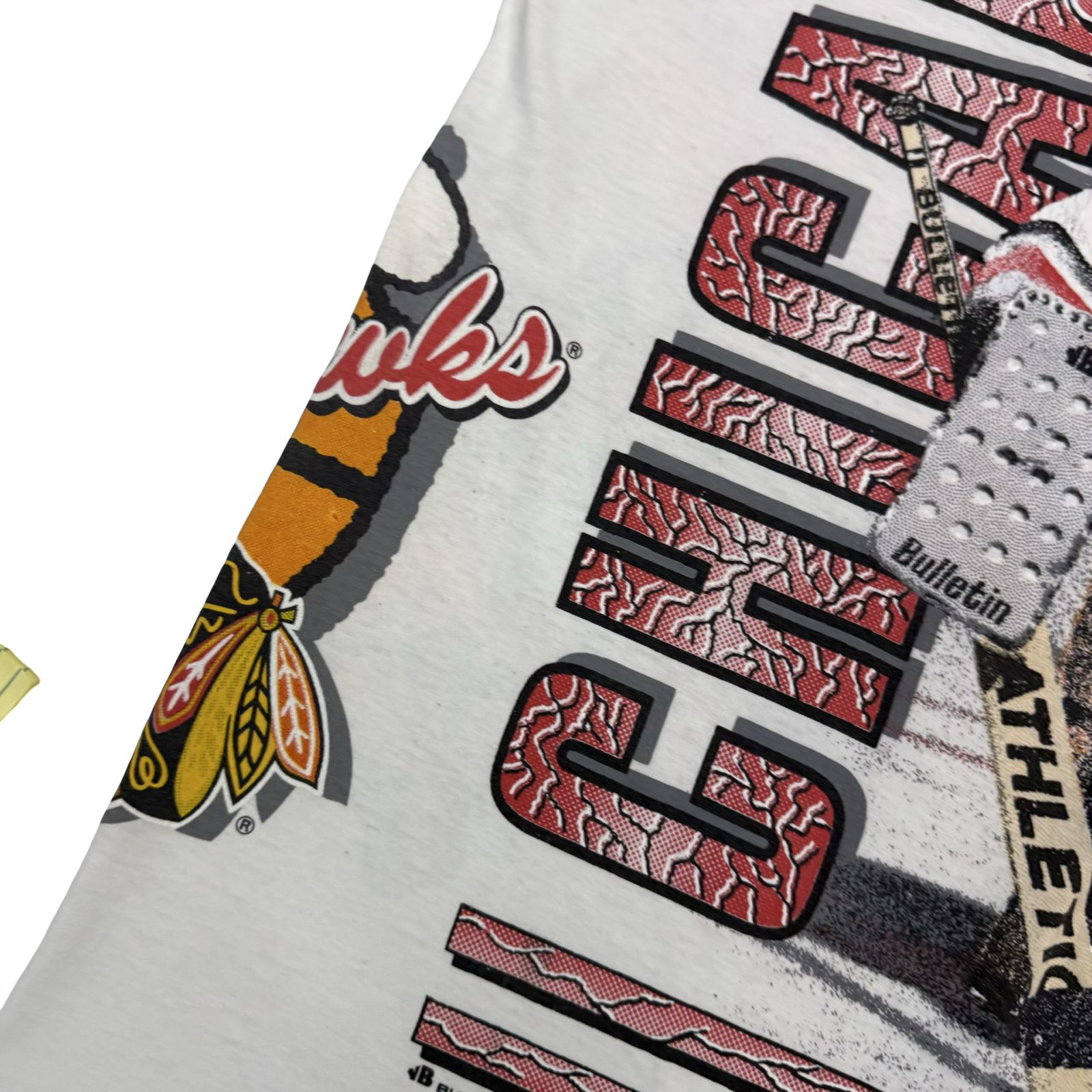 1991 Bulletin Athletic Chicago BlackHawks AOP Tee White
