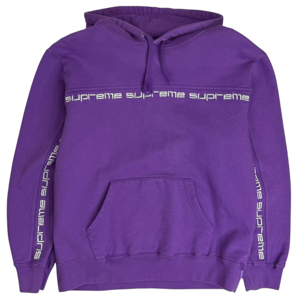 FW18 Supreme Text Stripe Hooded Sweatshirt Purple