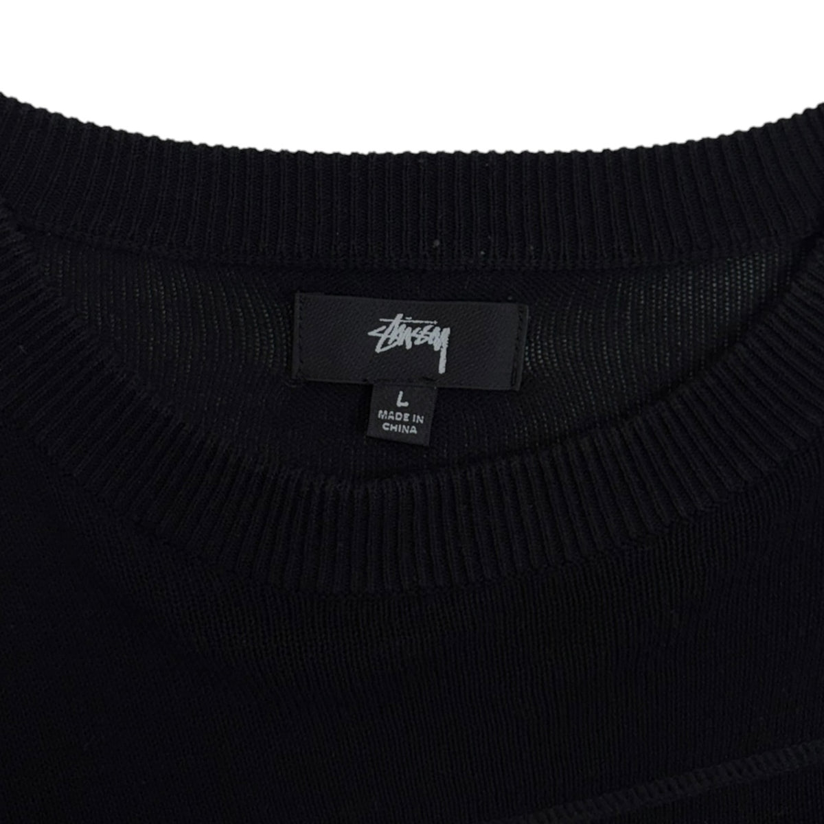 Stussy Cotton Football Pigment Dyed Crewneck Sweatshirt Black