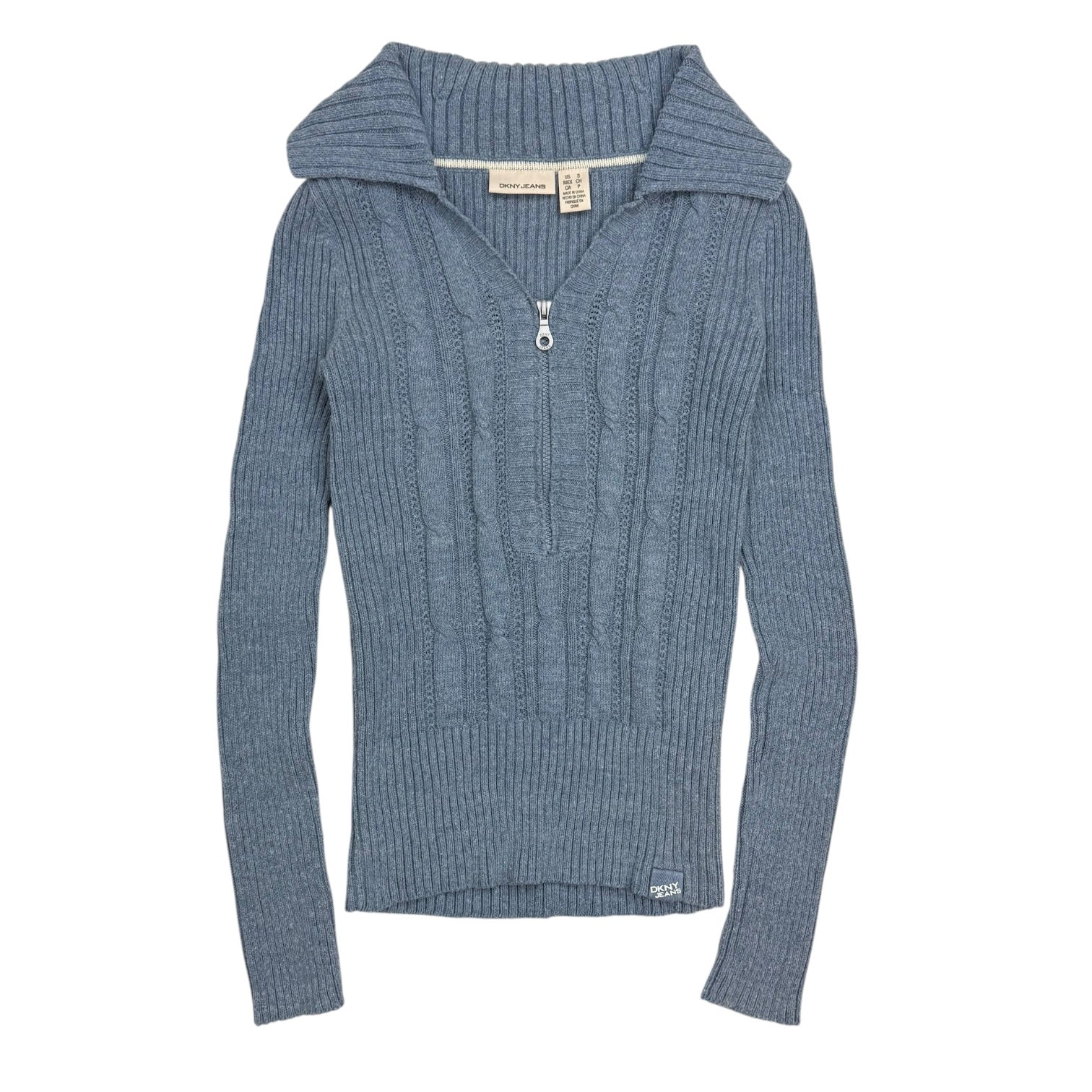 (W) Vintage DKNY Jeans Cable Knit Sweater Blue