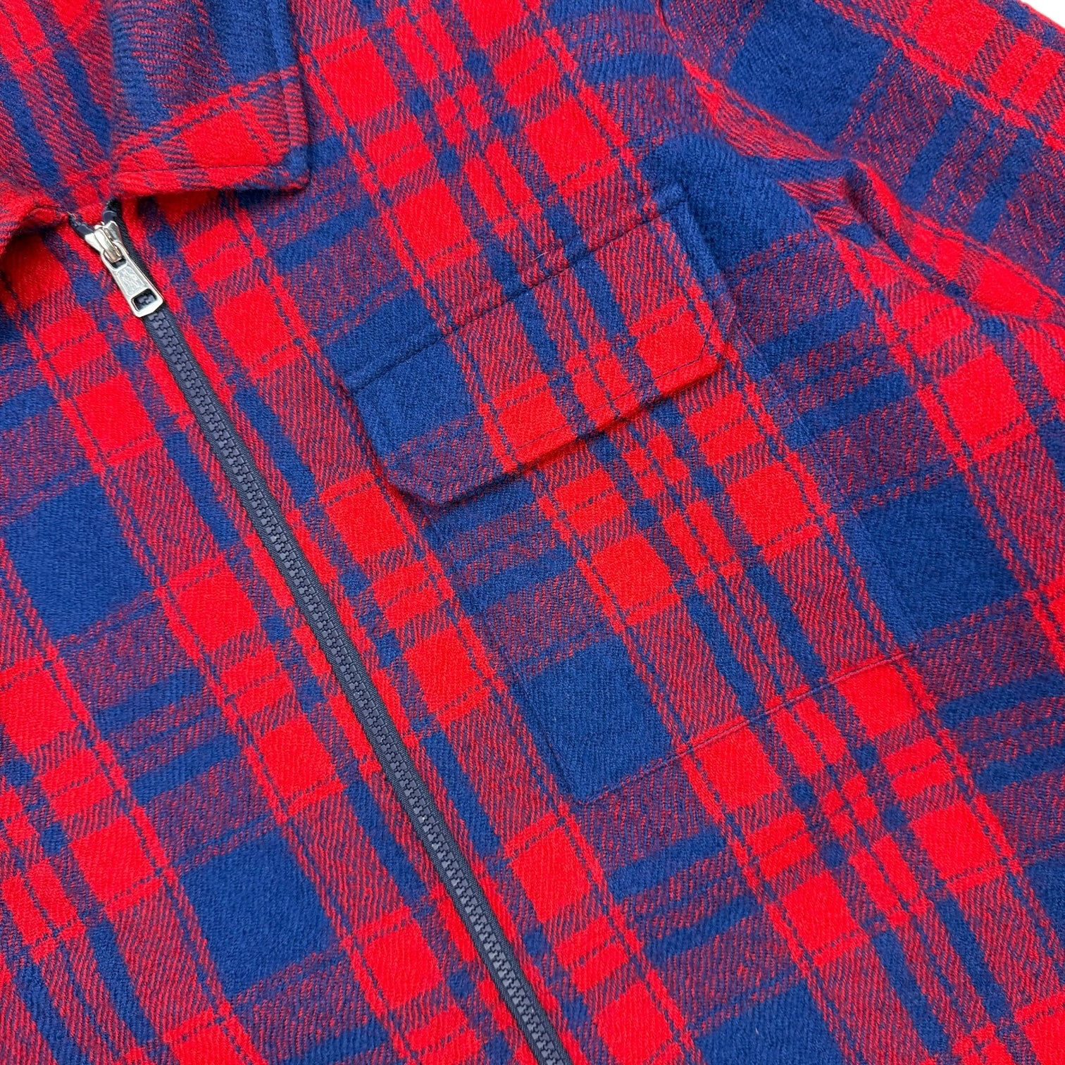 Moncler Plaid Wool Down Zip Jacket Red/Blue