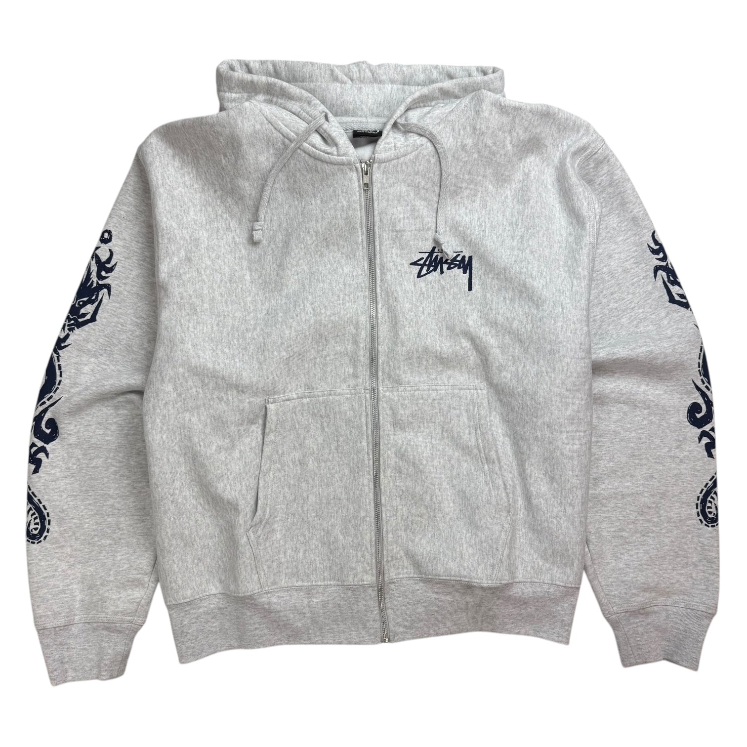 Stussy Dragons Zip Hoodie Ash Heather