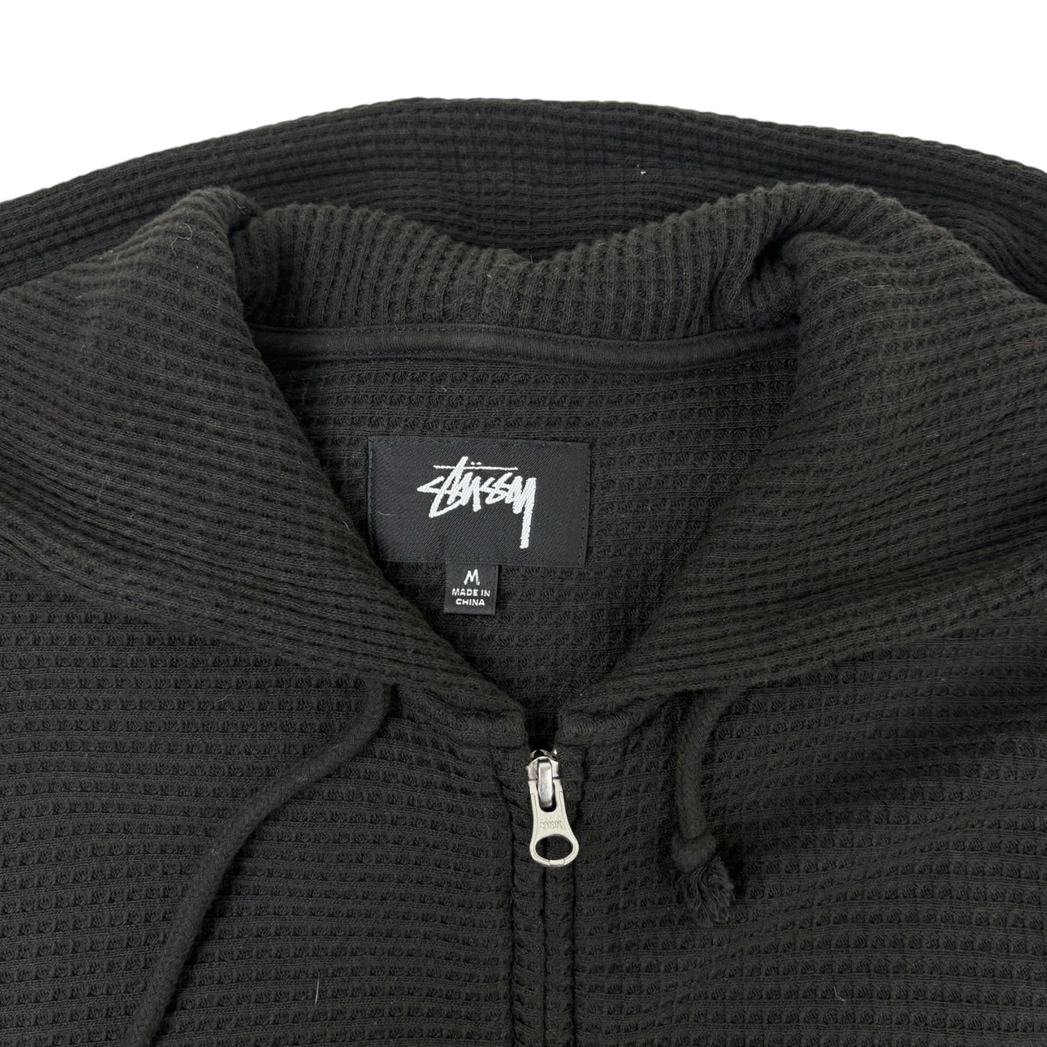 Stussy Double Layer Waffle Zip Hoodie Black