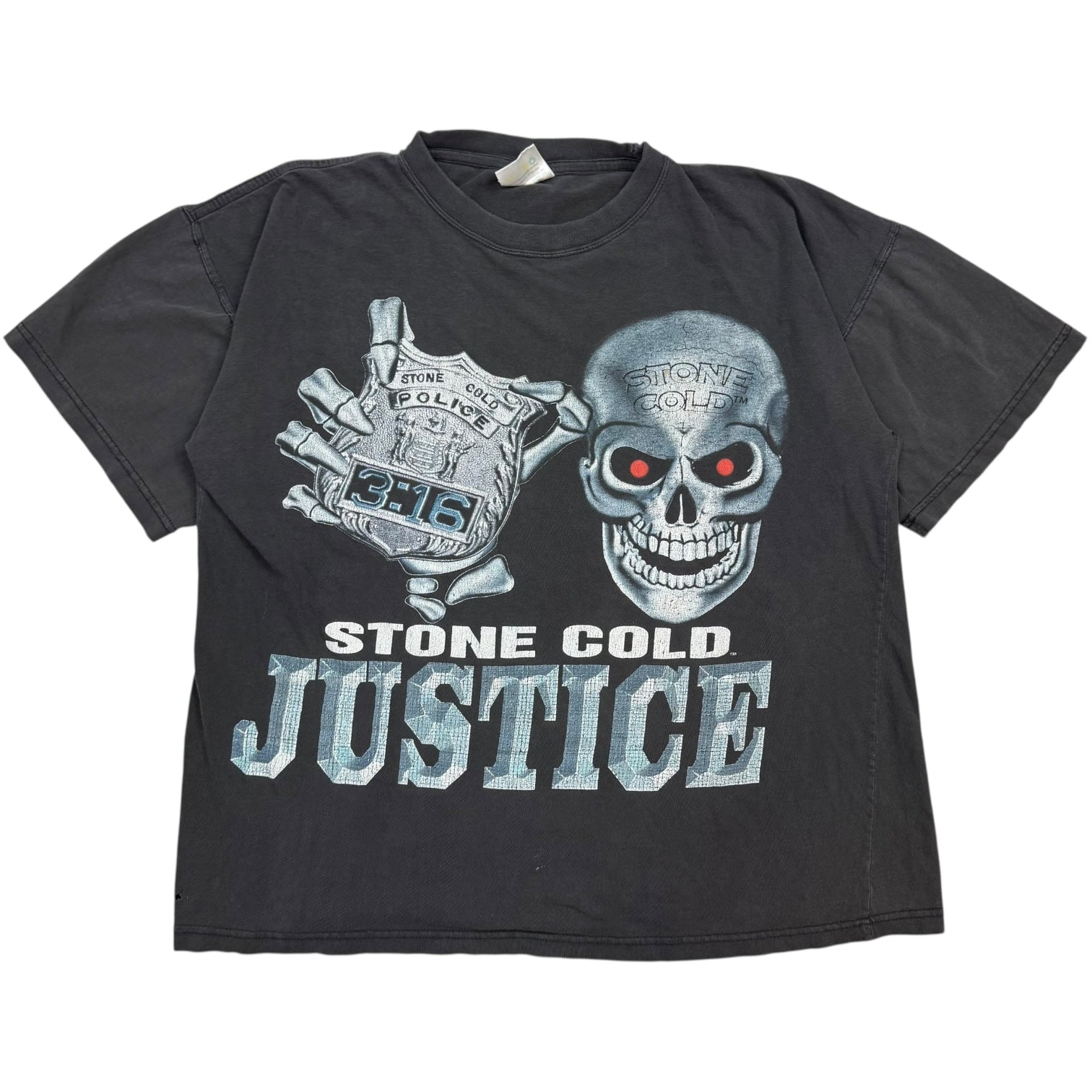 1998 WWF Stone Cold Justice Tee Faded Black