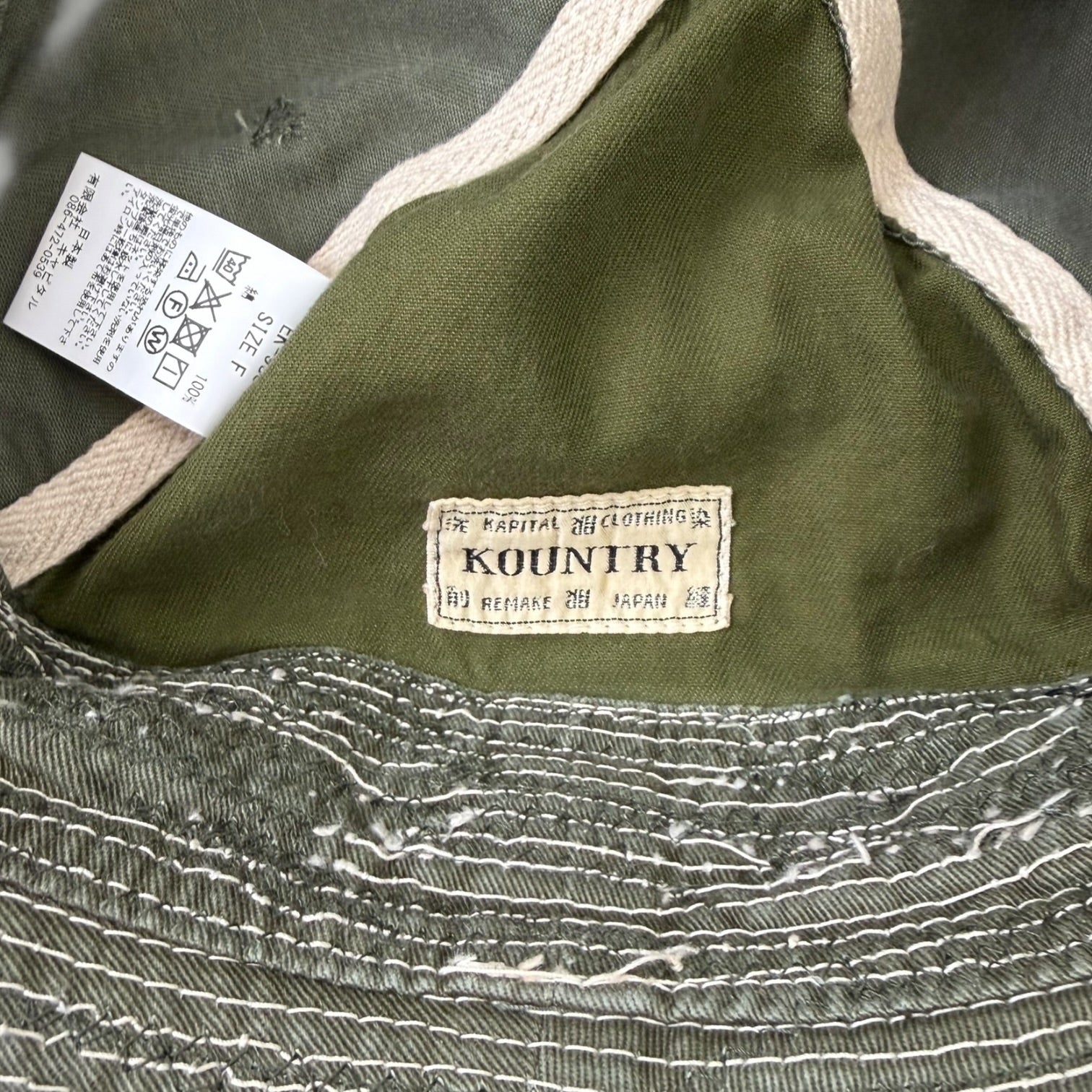 Kapital Chino The Old Man And The Sea Crash Remake Bucket Hat Olive
