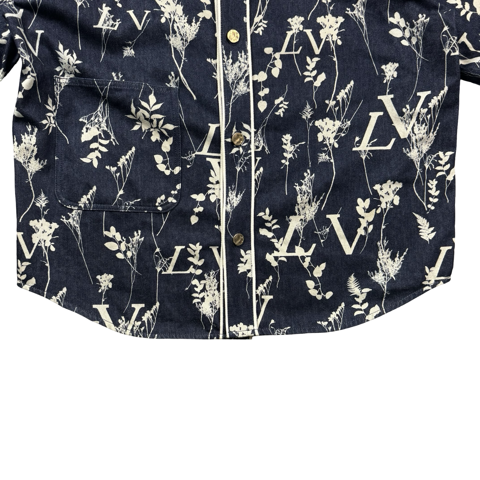 Louis Vuitton Leaf Denim Baseball Shirt Blue