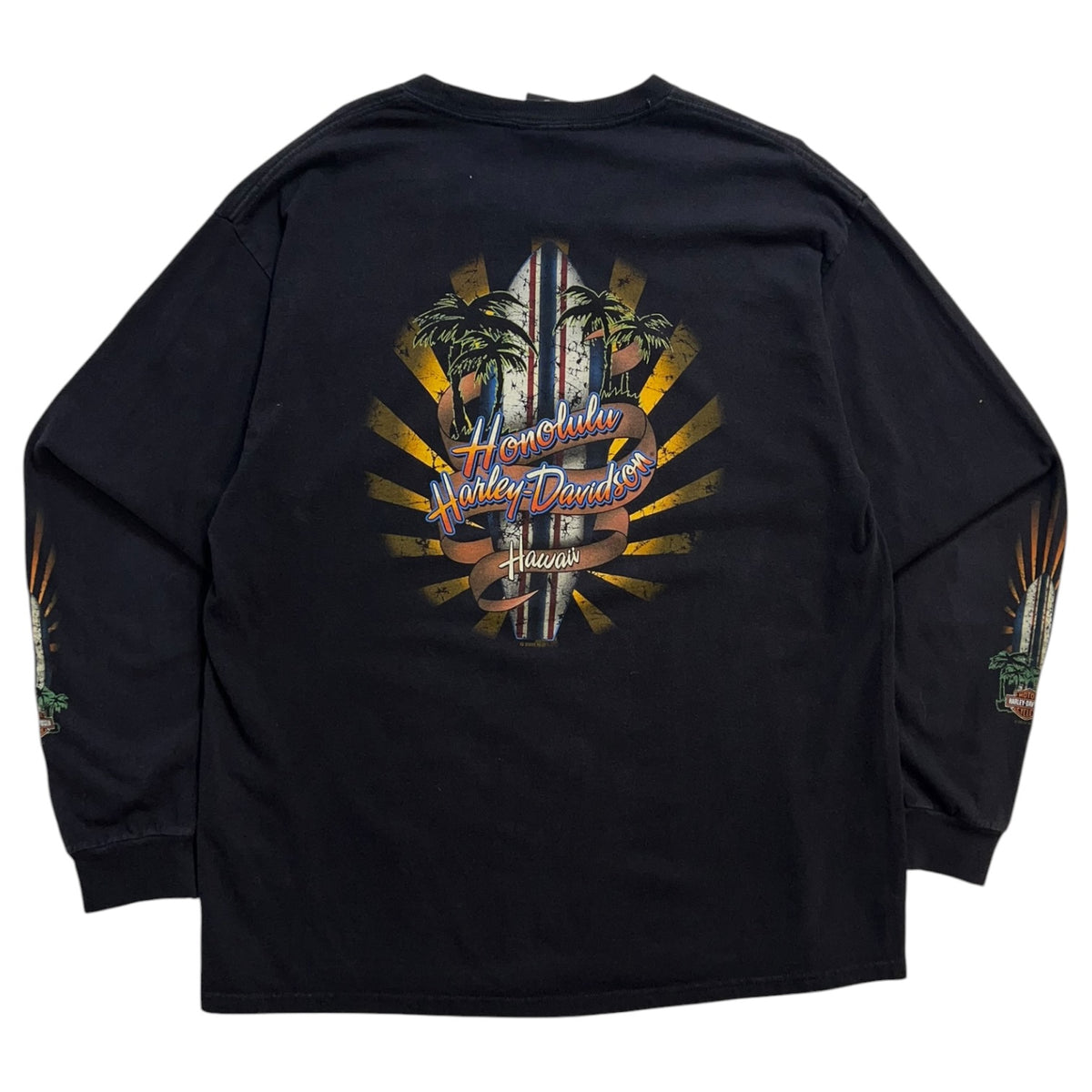 Vintage Harley Davidson Honolulu, Hawaii Long Sleeve T-Shirt Black