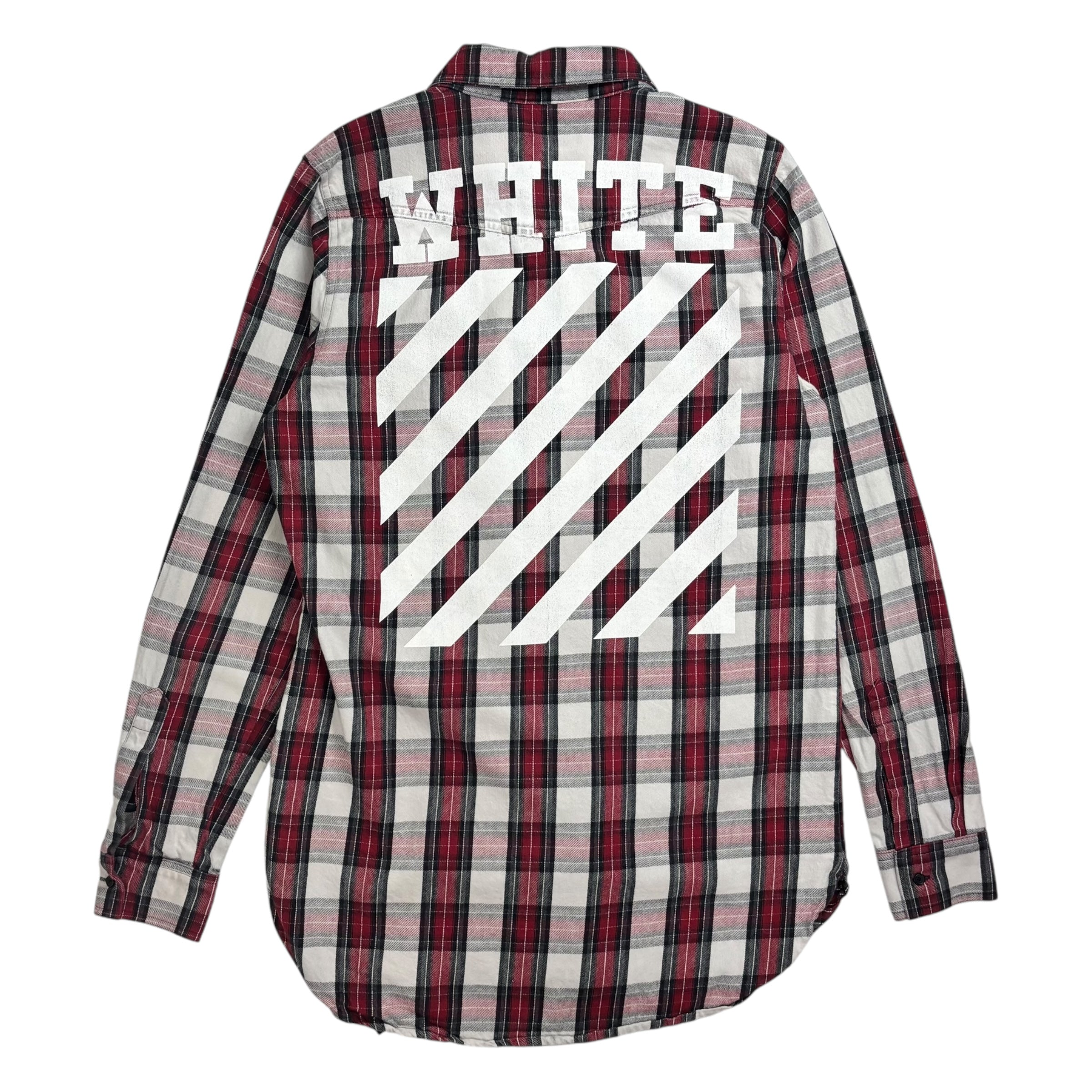 Off-White Checkered Plaid Flannel Red