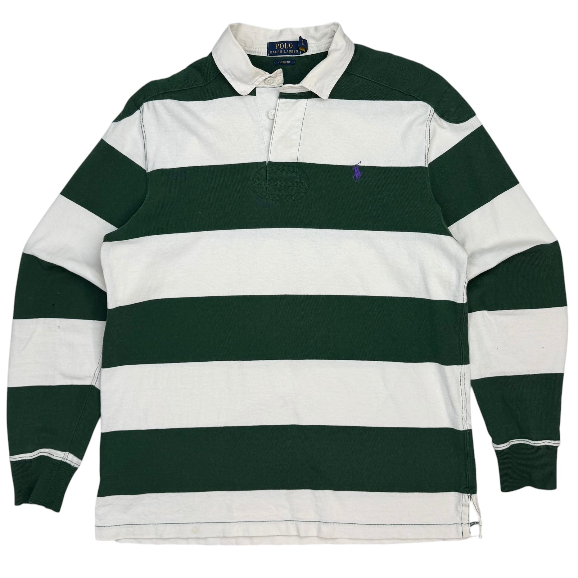 Vintage Polo Ralph Lauren Longsleeve Striped Rugby Green/White