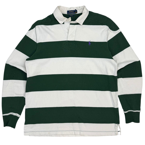 Vintage Polo Ralph Lauren Longsleeve Striped Rugby Green/White