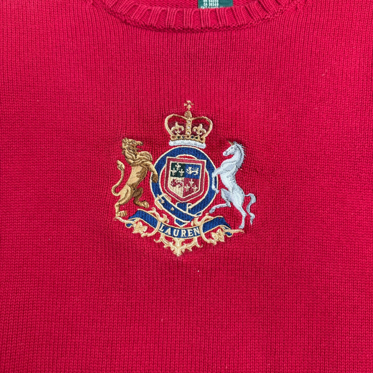 (W) Lauren Ralph Lauren Embroidered Crest Sweater Red