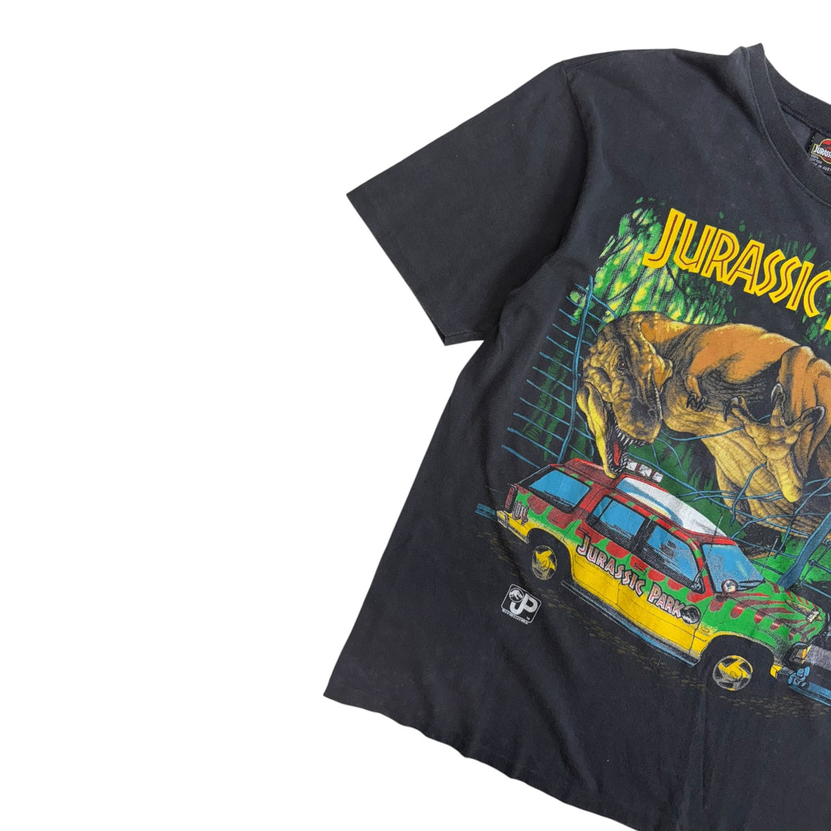 1993 Jurassic Park T-Rex Explorer Jeep T-Shirt Black