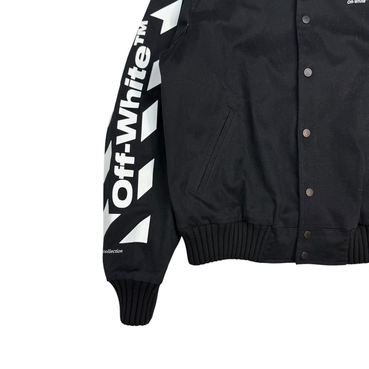 Off-White Black Diagonal Stripe Varsity Jacket