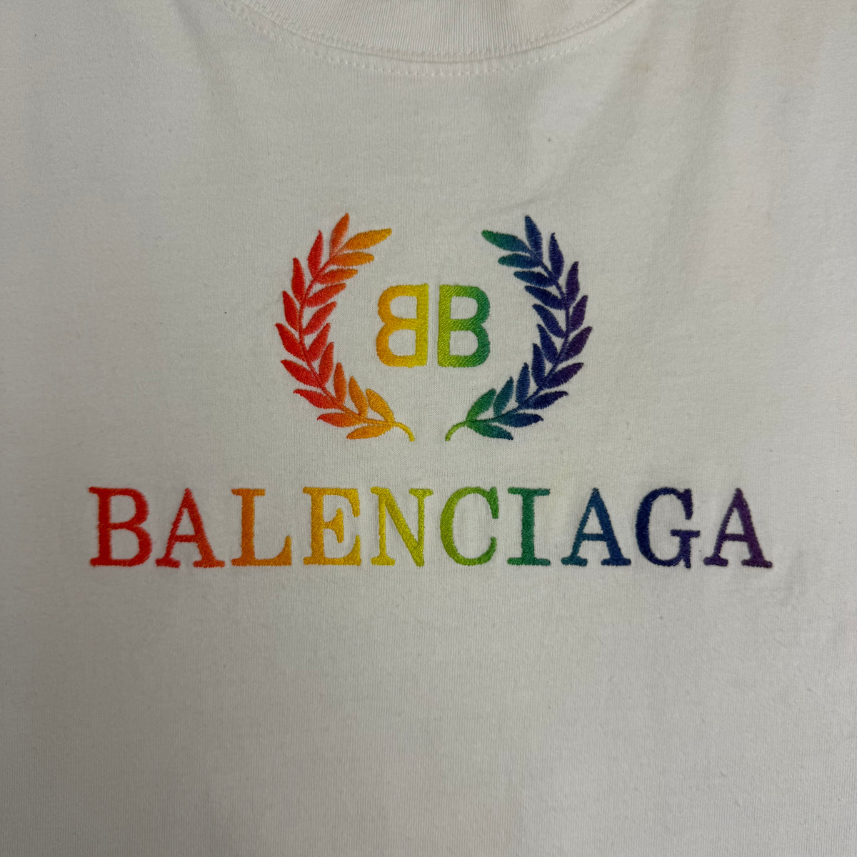 Balenciaga Rainbow Laurel Wreath Tee White