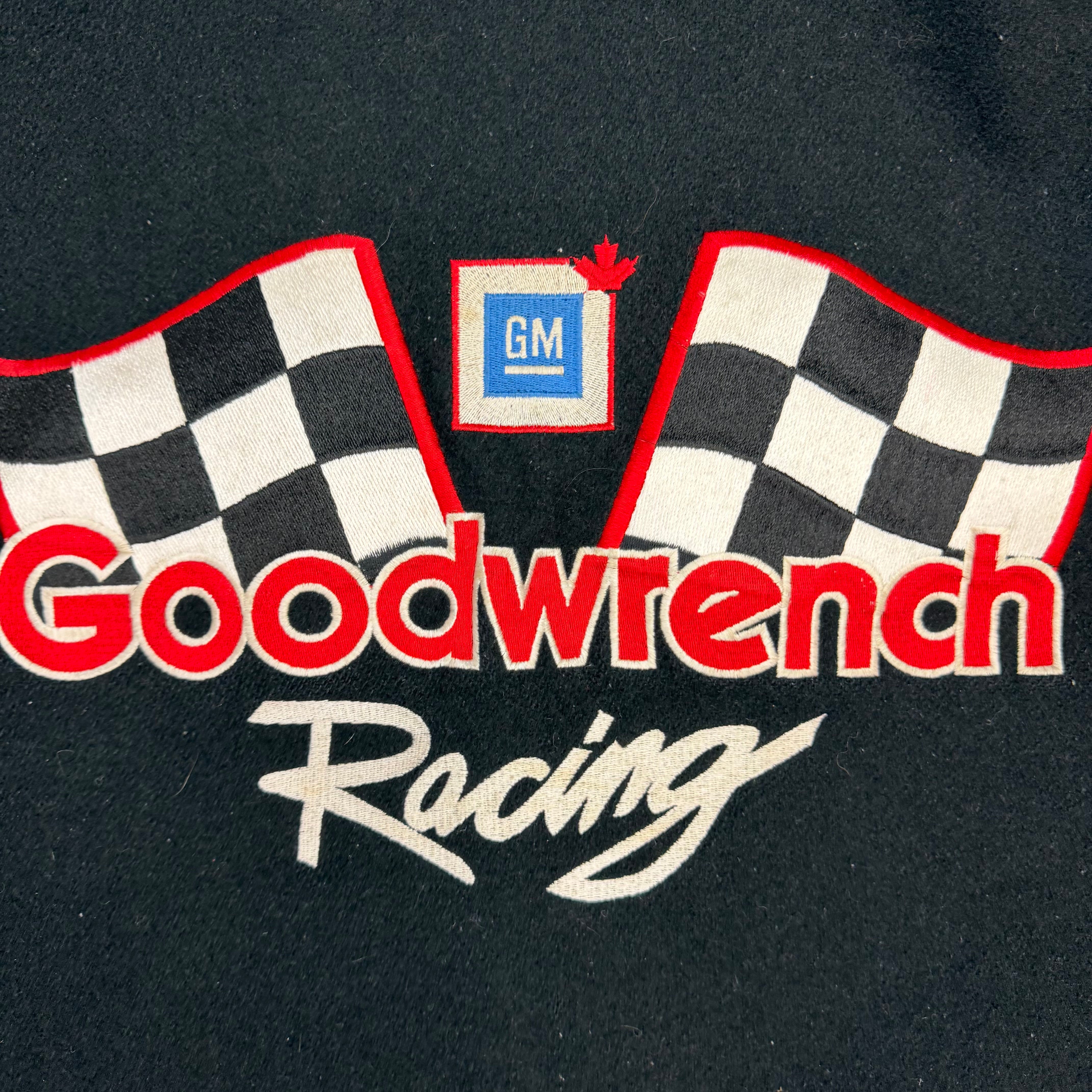 Vintage Goodwrench Racing Leather Sleeve Varsity Jacket Black