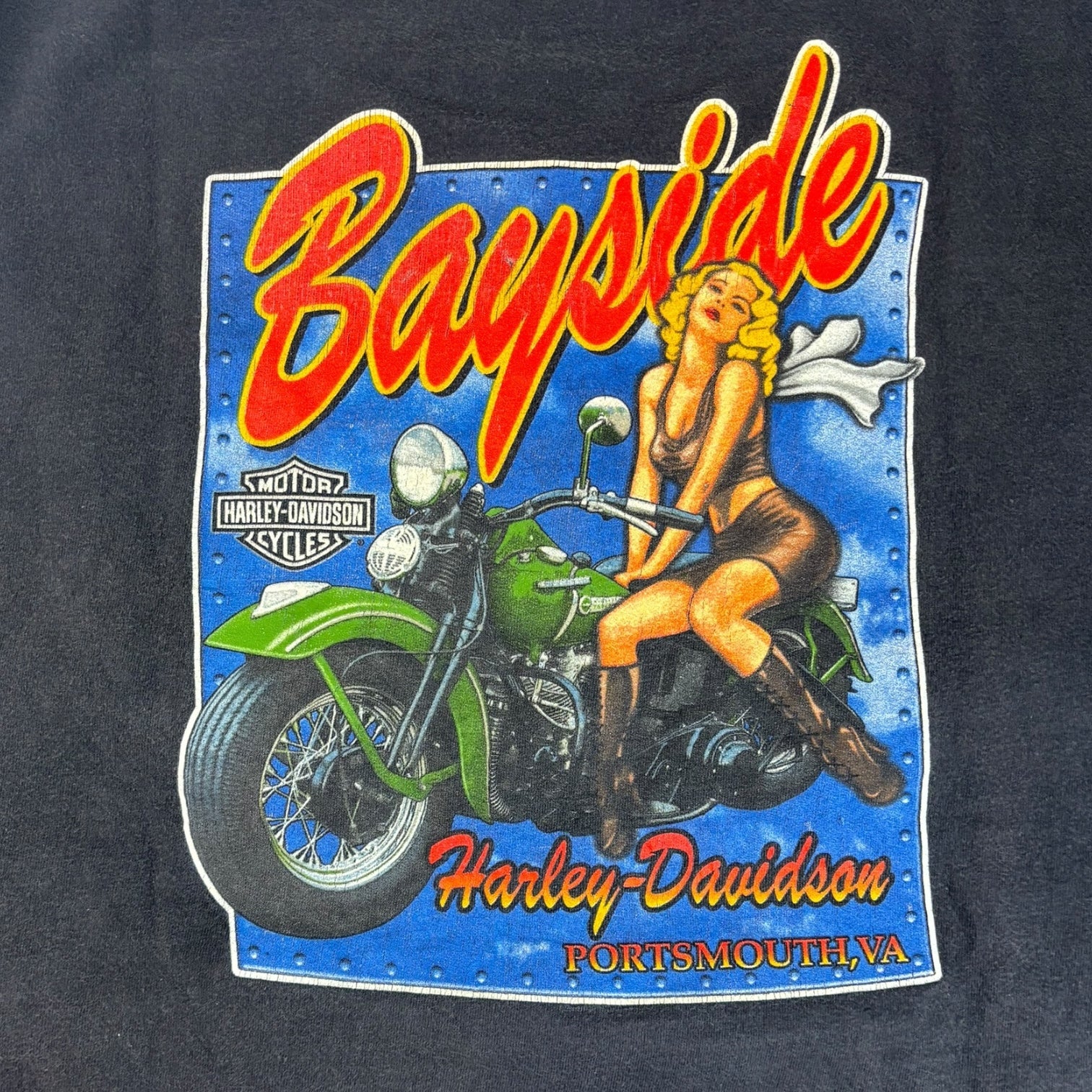 Vintage 2003 Harley Davidson Portsmouth Virginia Bayside L/S T-Shirt Black