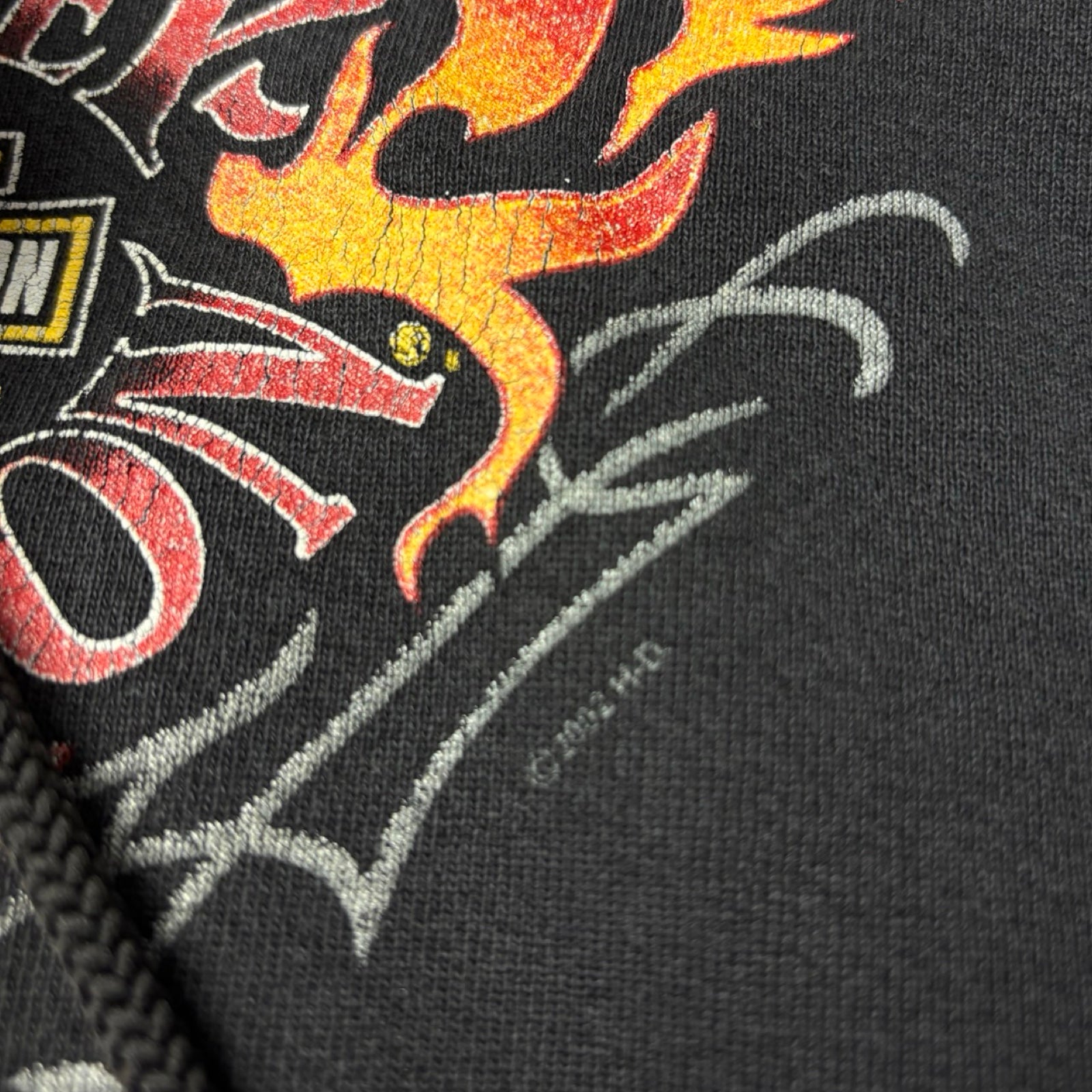 2001 Harley Davidson Kelowna BC Flame Sleeve Zip Up Hoodie