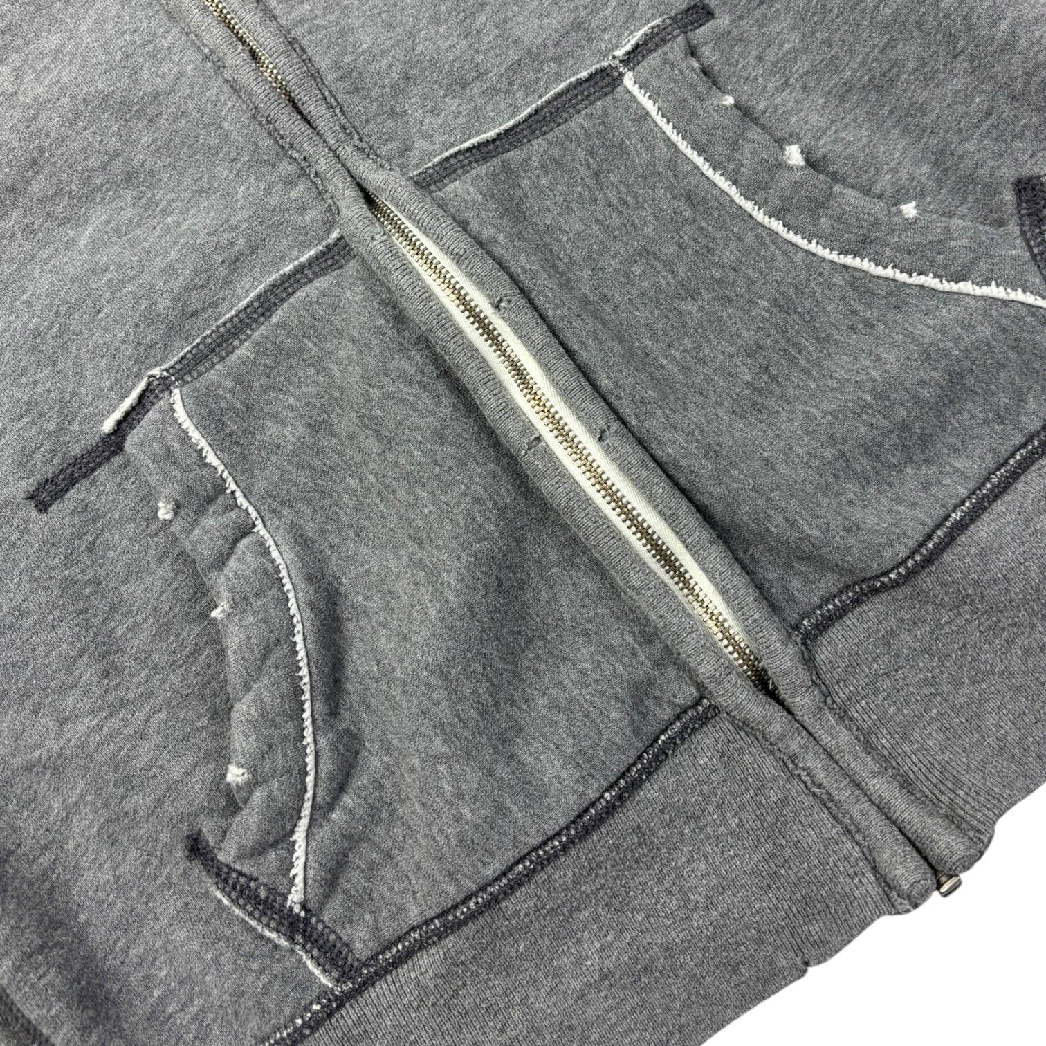 Y2K Hollister Waffle Hood Full Zip Hoodie Grey