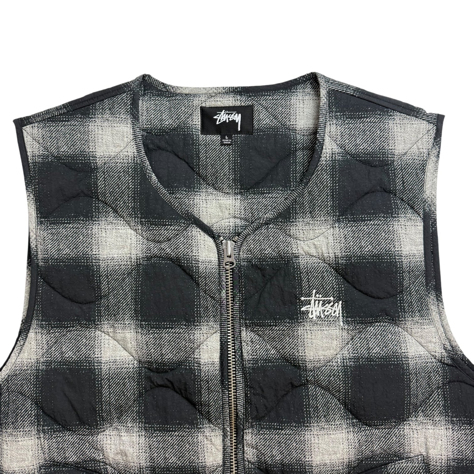 Stussy Plaid Nylon Liner Vest Black/White