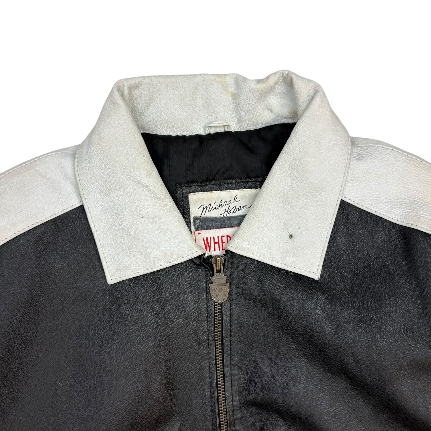 Vintage USA Flag Leather Jacket Black