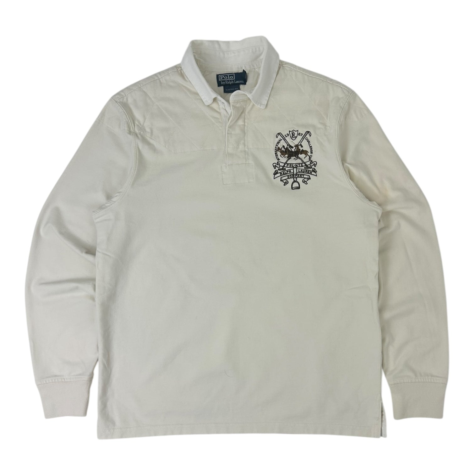 Vintage Polo Ralph Lauren Crested Rugby Shirt Cream